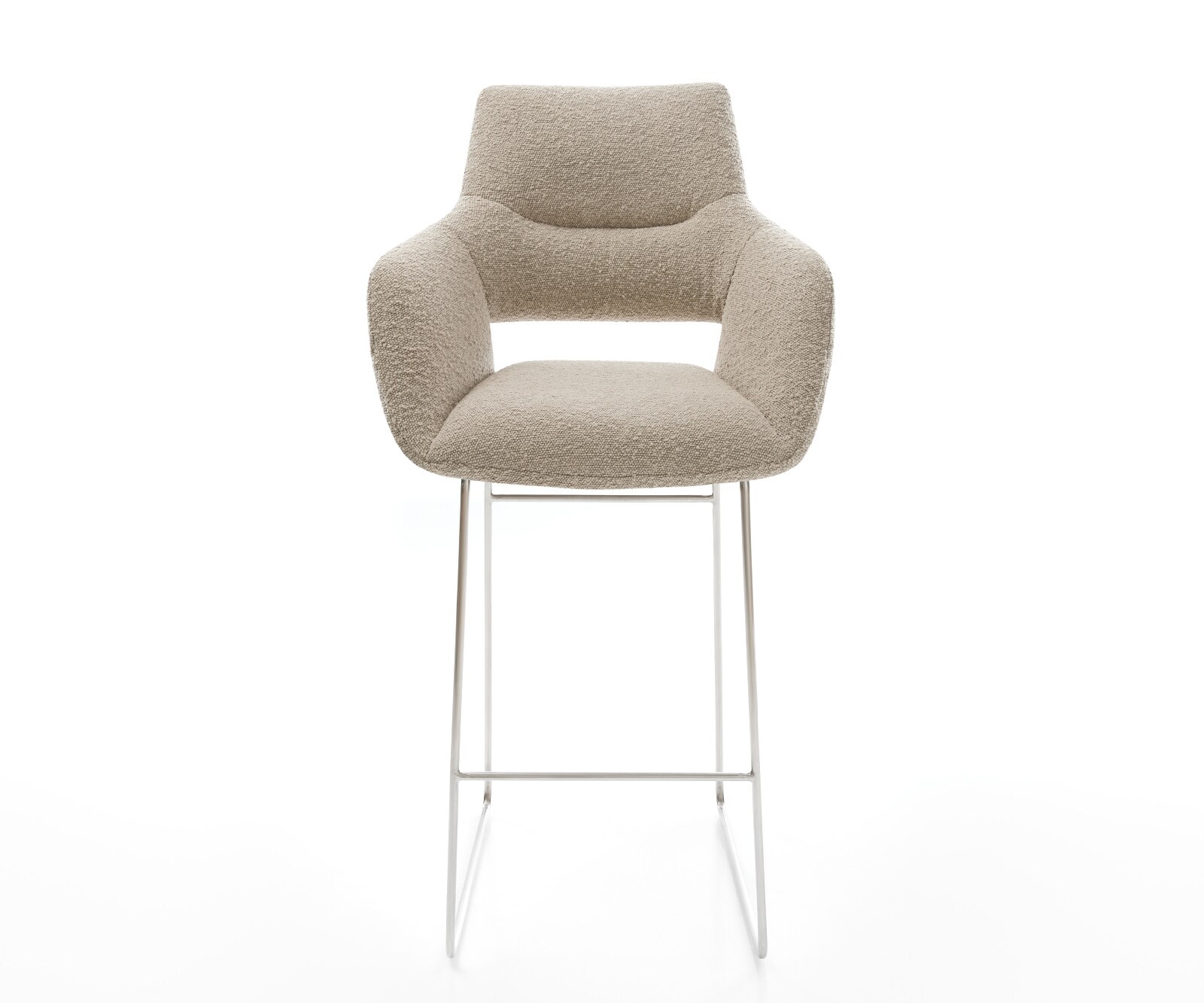 Chaise-de-bar Yago-Flex Bouclé Boue Pied trapèze acier inoxydable Argent Ressort ensaché 2