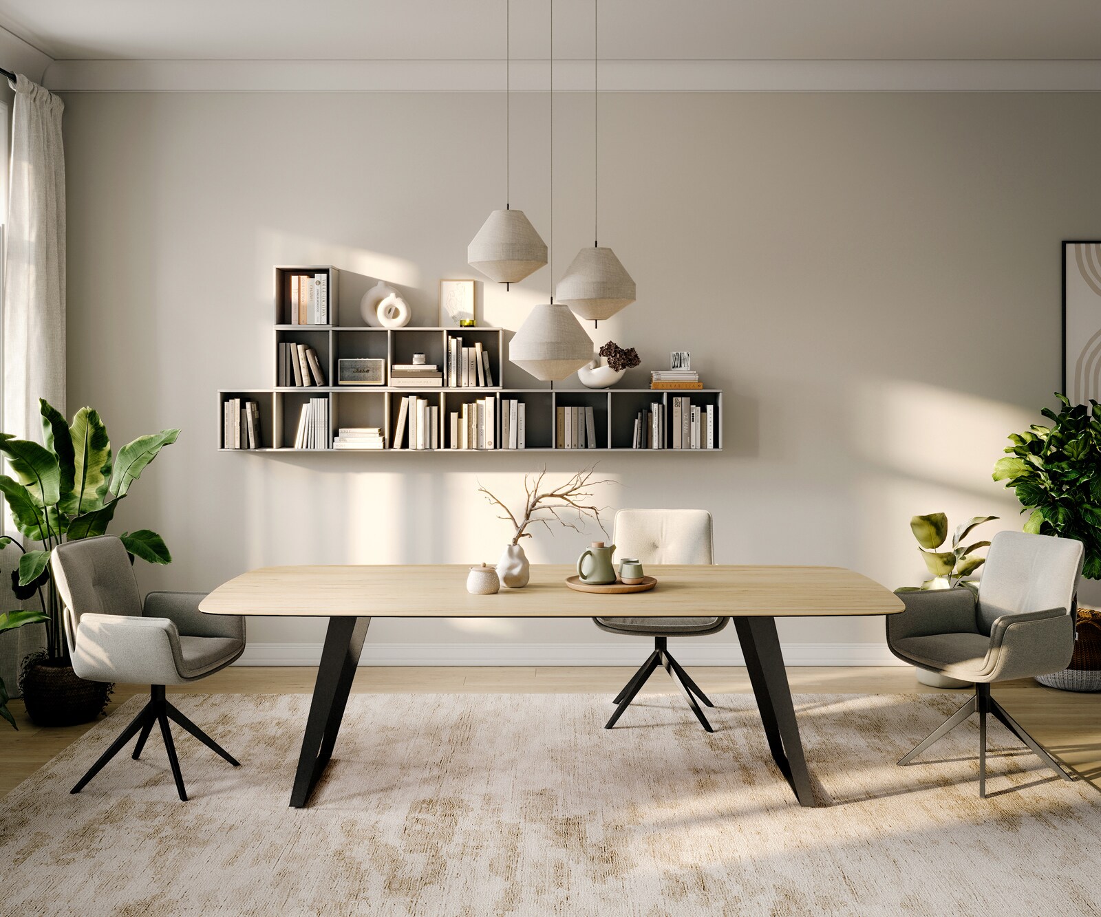 Table à manger Edge Boot 260x120 cm Céramique Laminam® Sabbia Eichefarbig Métal Schräg Noir 2