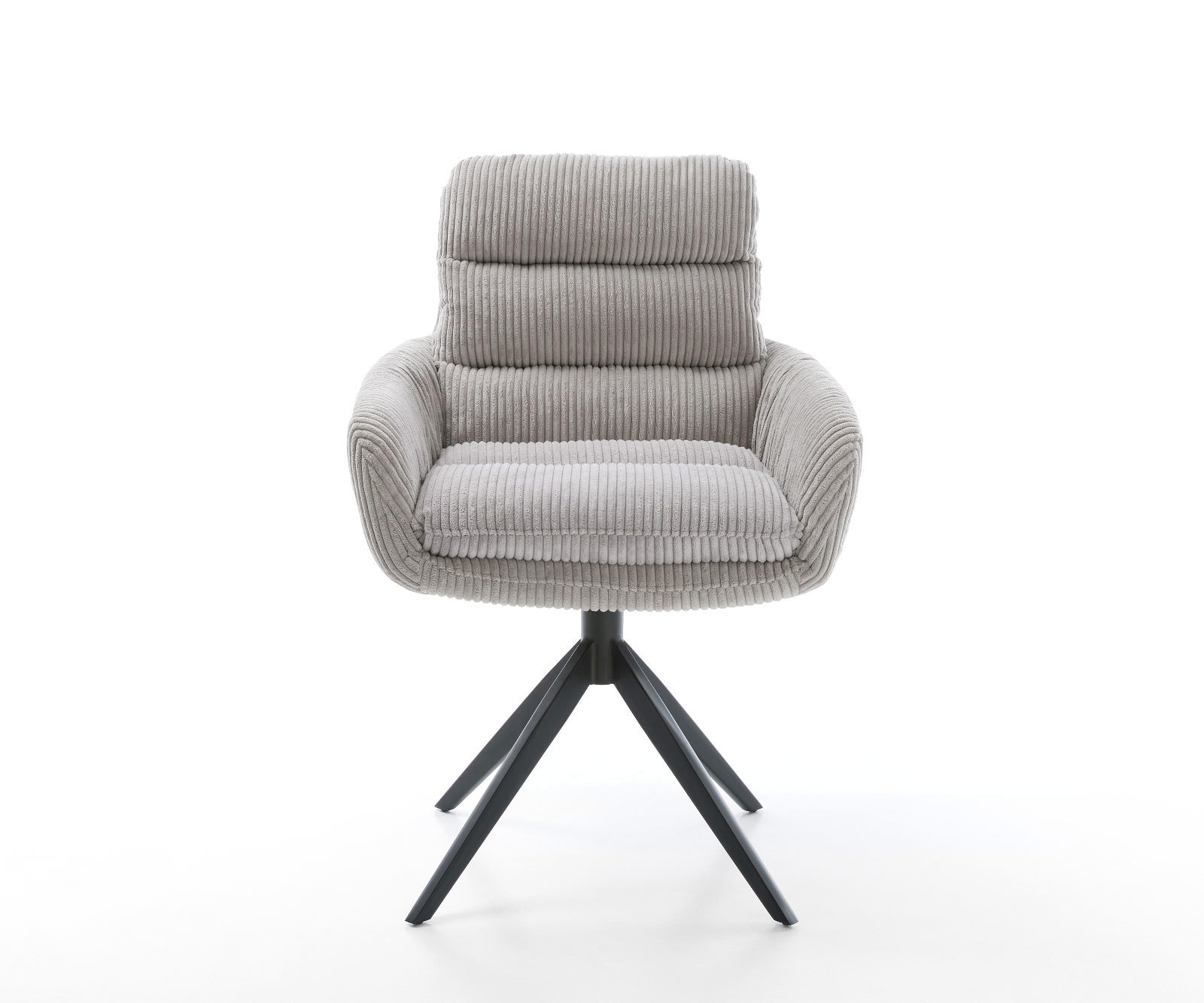 Chaise-pivotante Abelia-Flex côtelé gris argenté pied croisé large noir pivotement sur 360° fonction bascule 1 Chaise-pivotante Abelia-Flex côtelé gris argenté pied croisé large noir pivotement sur 360° fonction bascule 1