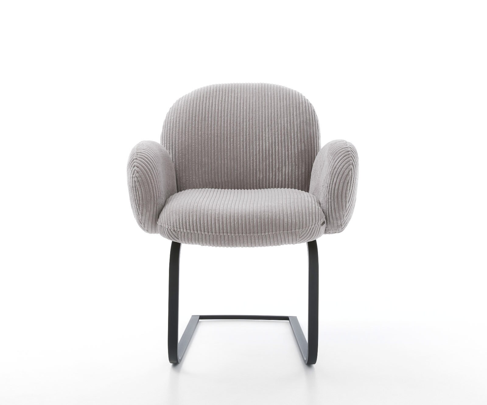 Cantilever Nube-Flex avec accoudoirs côtelé gris argenté pied cantilever plat noir ressorts ensachés 2