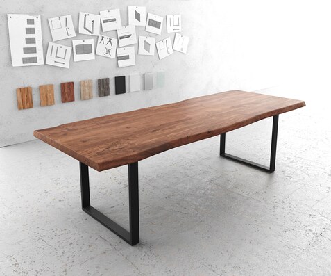 Table-à-manger Edge 260x100 XL Acacia marron métal métal Live-Edge