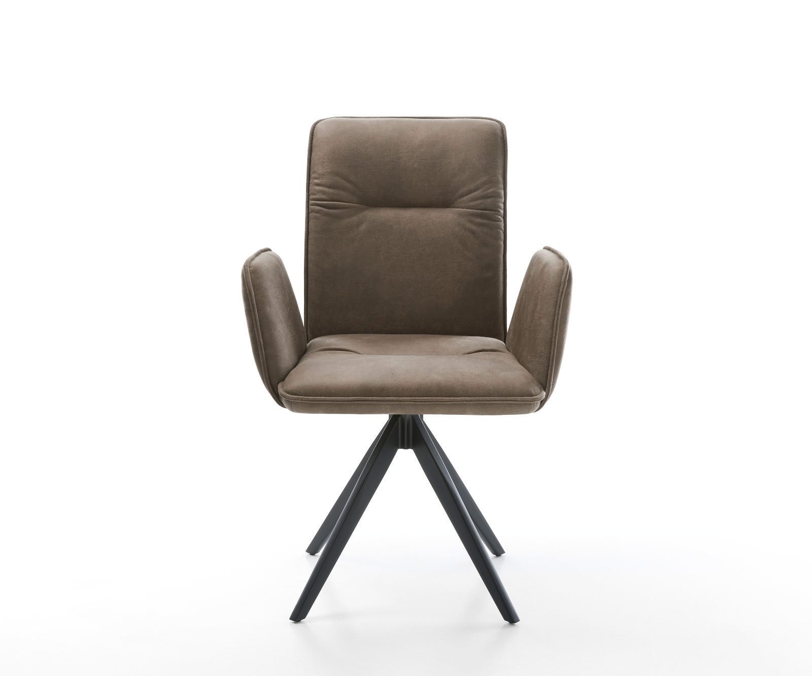 Chaise-de-salle-à-manger Vinja-Flex microvelours taupe vintage pied croisé angulaire noir 2