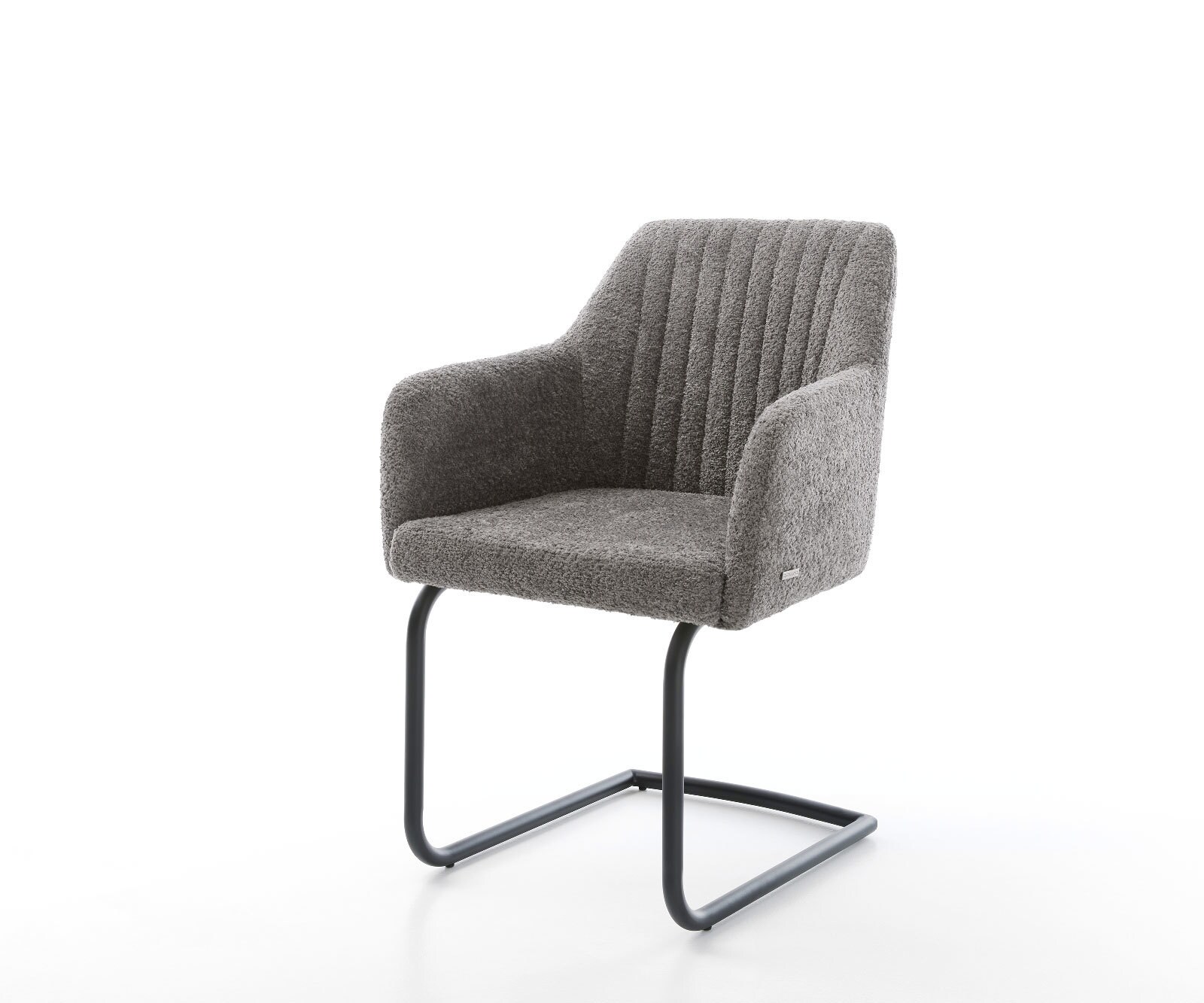 Cantilever Greg-Flex bouclé gris pied cantilever rond noir ressorts ensachés