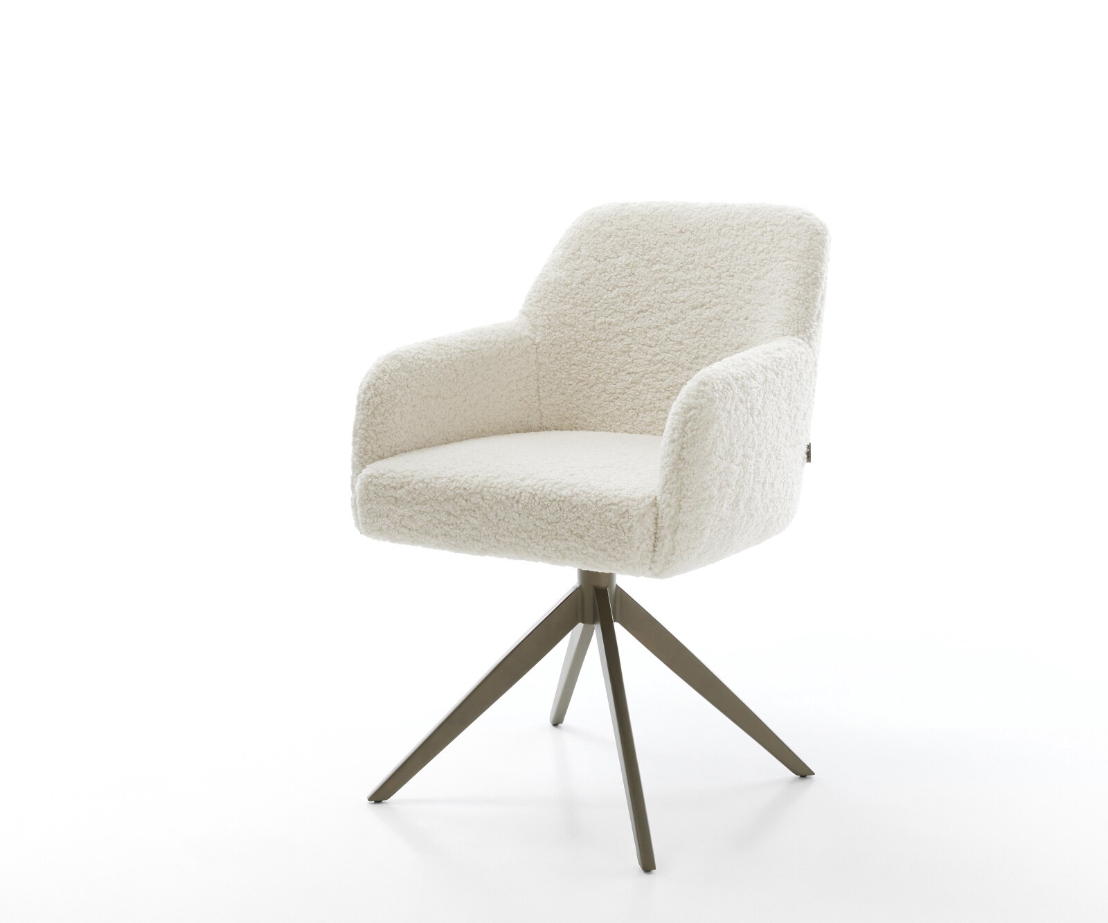 Chaise-pivotante Greg-Flex tissu teddy beige pied croisé large aspect titane pivotement sur 360° fonction bascule resorts ensachés 1