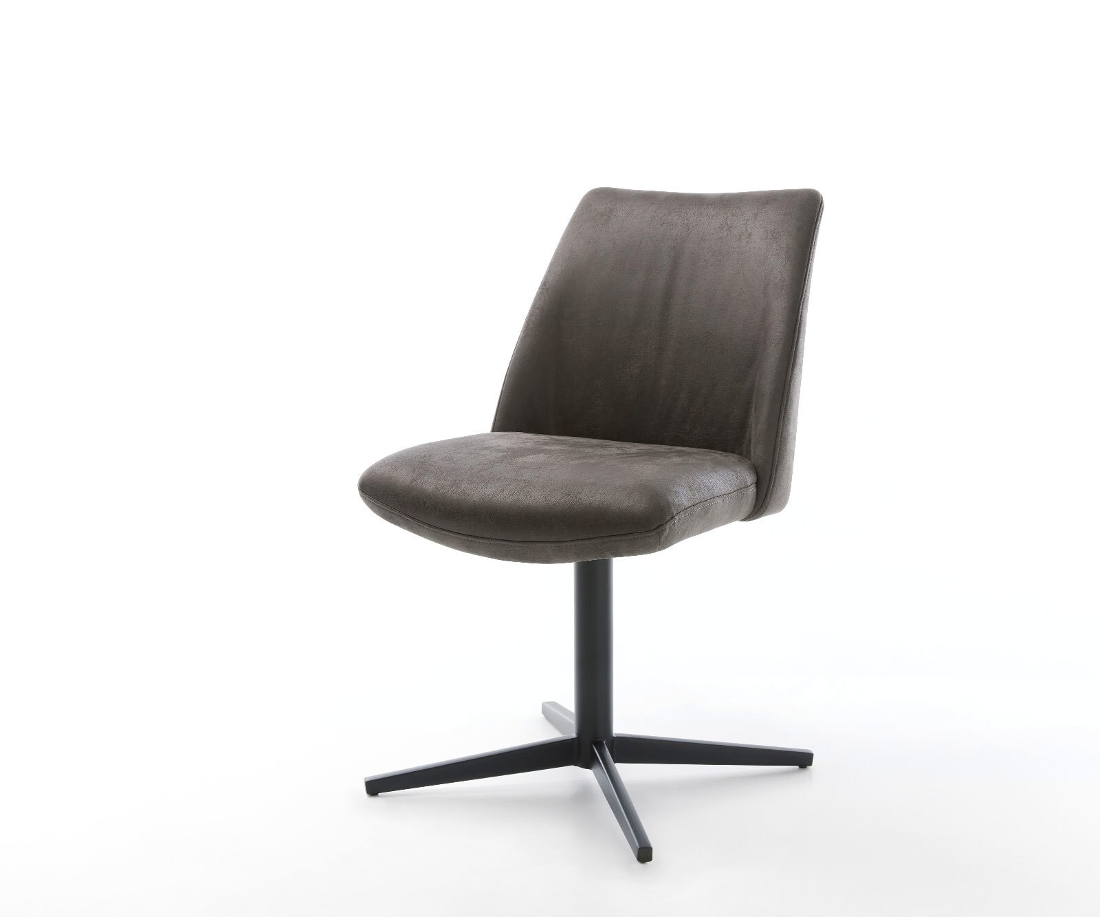 Chaise-pivotante Elso-Flex microvelours anthracite vintage pied de chaise 4 branches noir pivotement sur 360° ressorts ensachés
