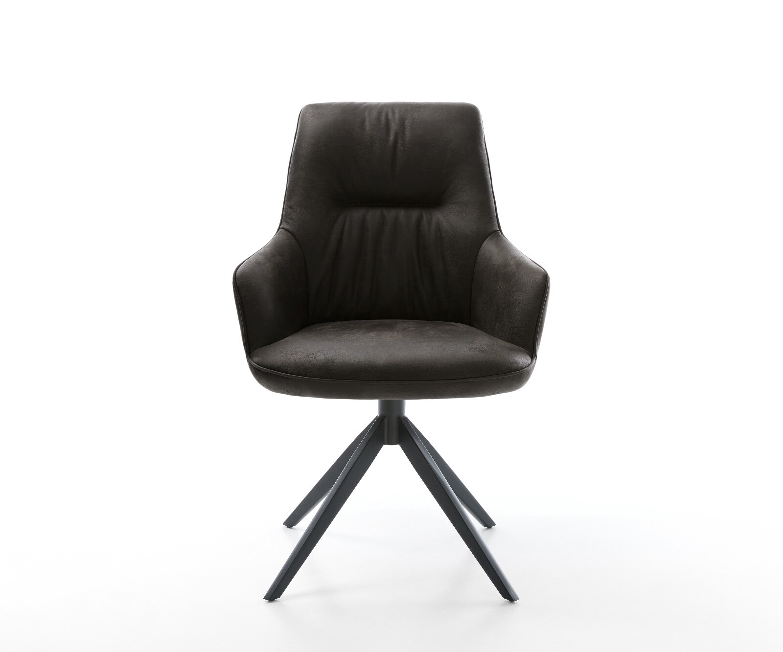 Chaise-pivotante Zelia-Flex avec accoudoirs microfibre antracite vintage pied croisé large noir pivotement sur 360° fonction bascule ressorts ensachés 1