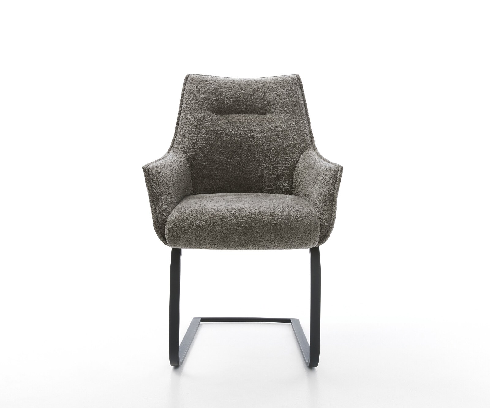 Cantilever Alja-Flex avec accoudoirs bouclé doux couleur boue pied cantilever plat noir resorts ensachés 2