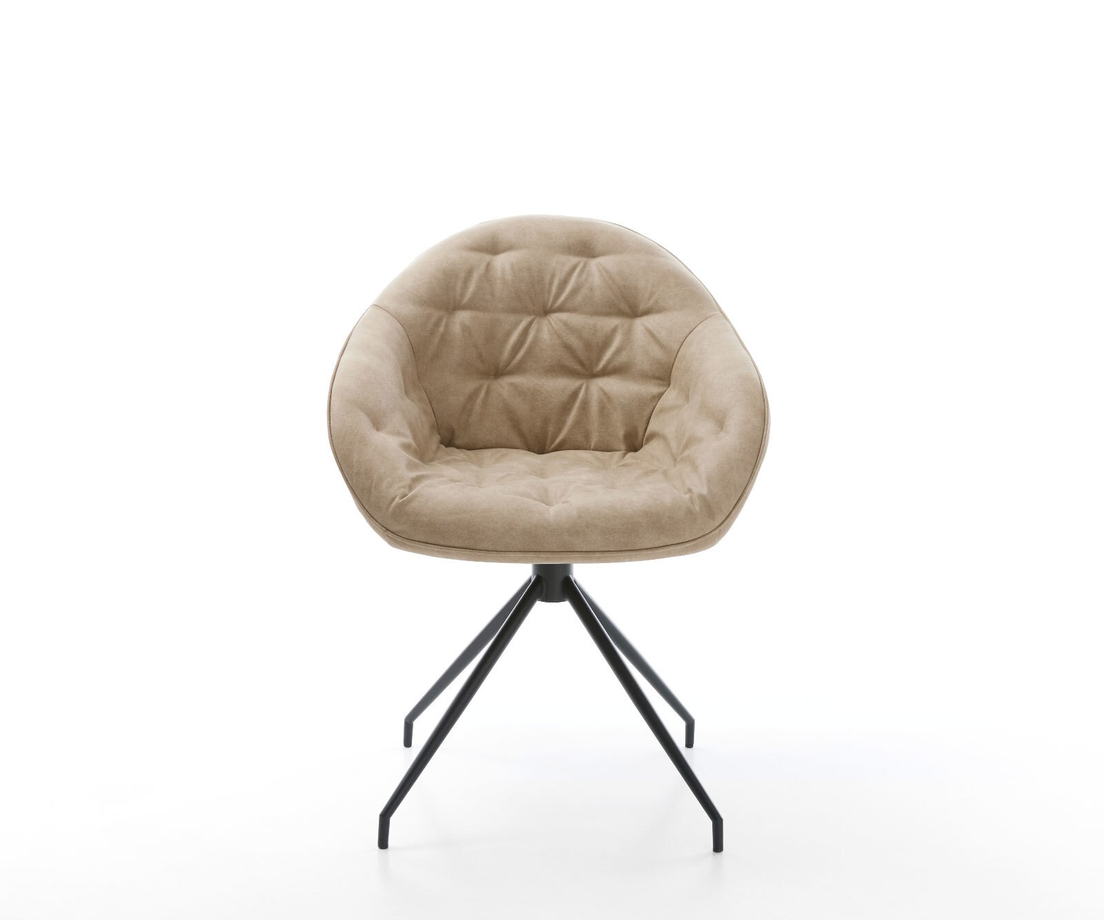 Chaise-de-salle-à-manger Gaio-Flex microvelours beige vintage pied croisé conique noir 1