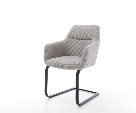 Cantilever Pejo-Flex côtelé gris argenté pied cantilever plat noir ressorts ensachés