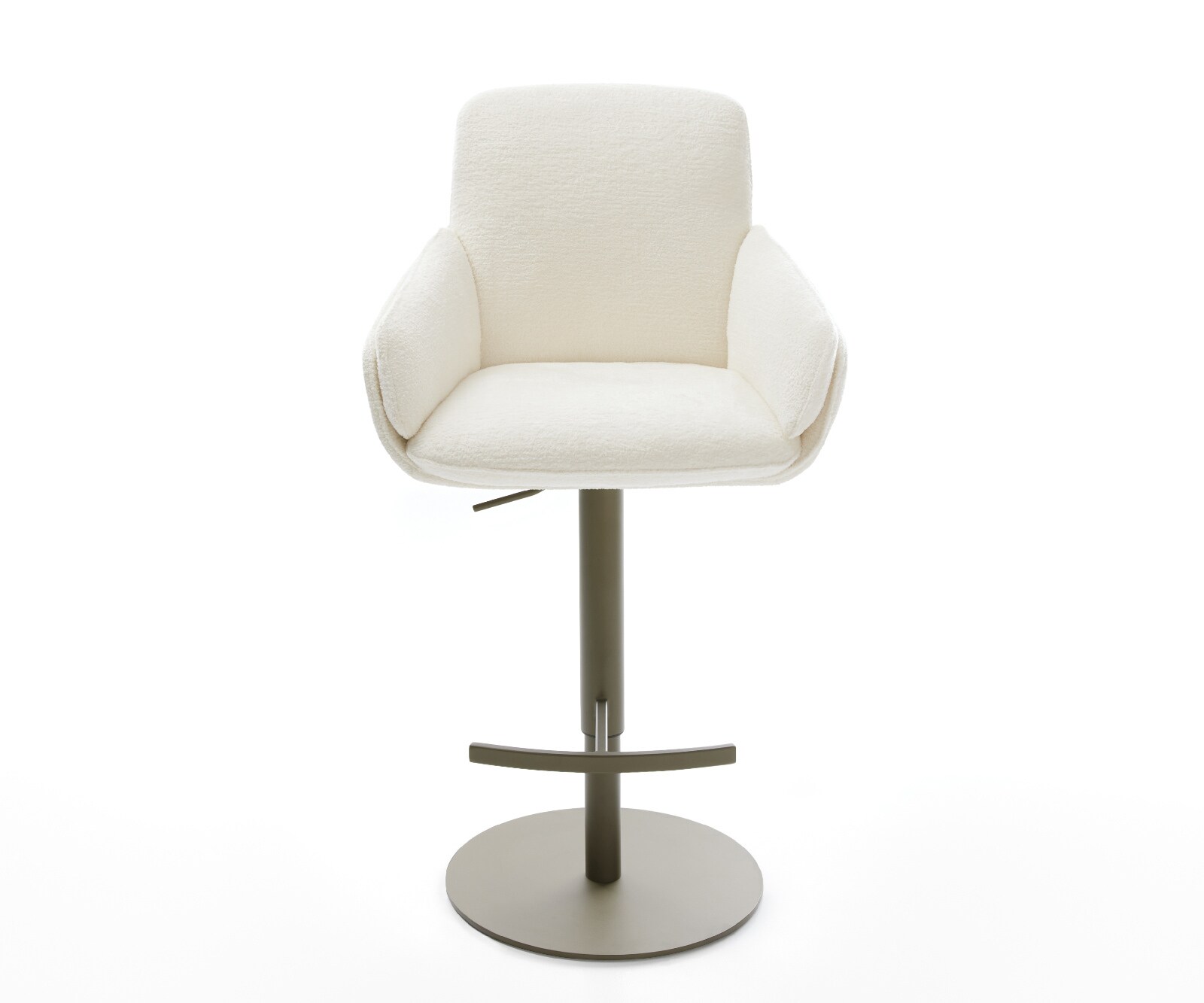 Chaise-de-bar Luan-Flex Bouclé doux Beige Pied pivotant réglable en hauteur couleur titane Couleur titane 1