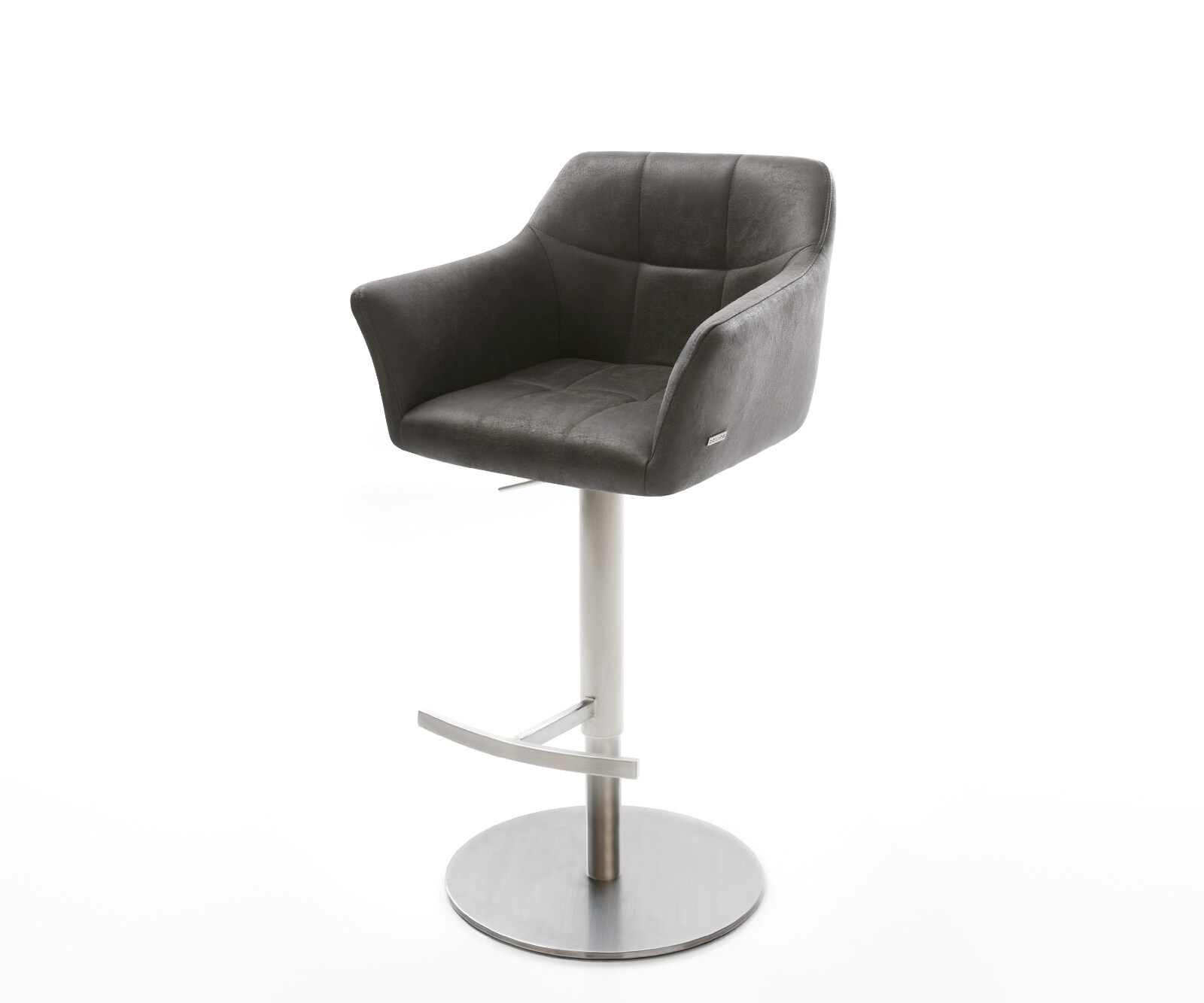 Chaise-de-bar Yulo-Flex vintage anthracite base tournante réglable en haut acier inoxydable