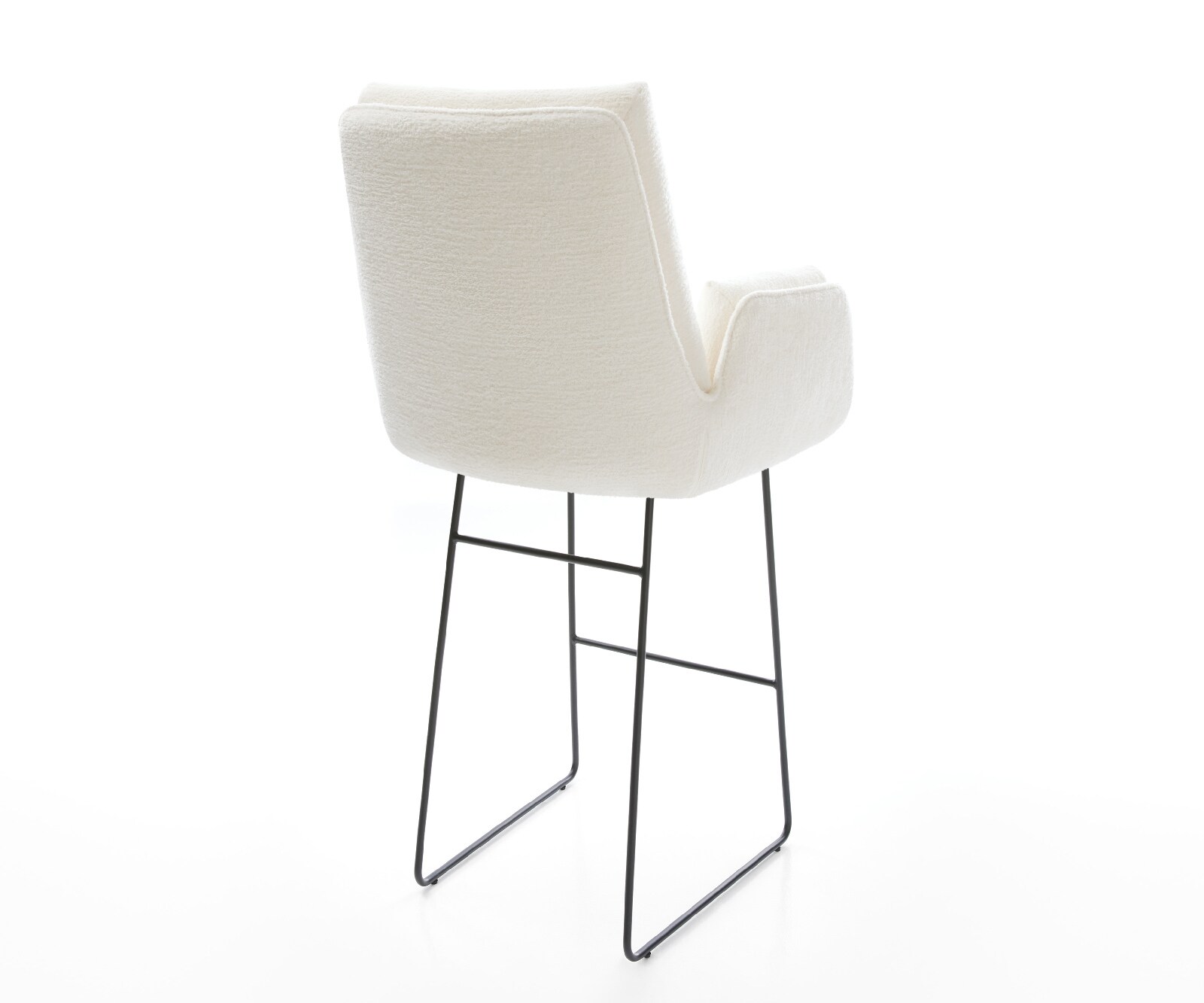 Chaise-de-bar Clea-Flex Bouclé doux Beige Pied trapèze noir Noir 5