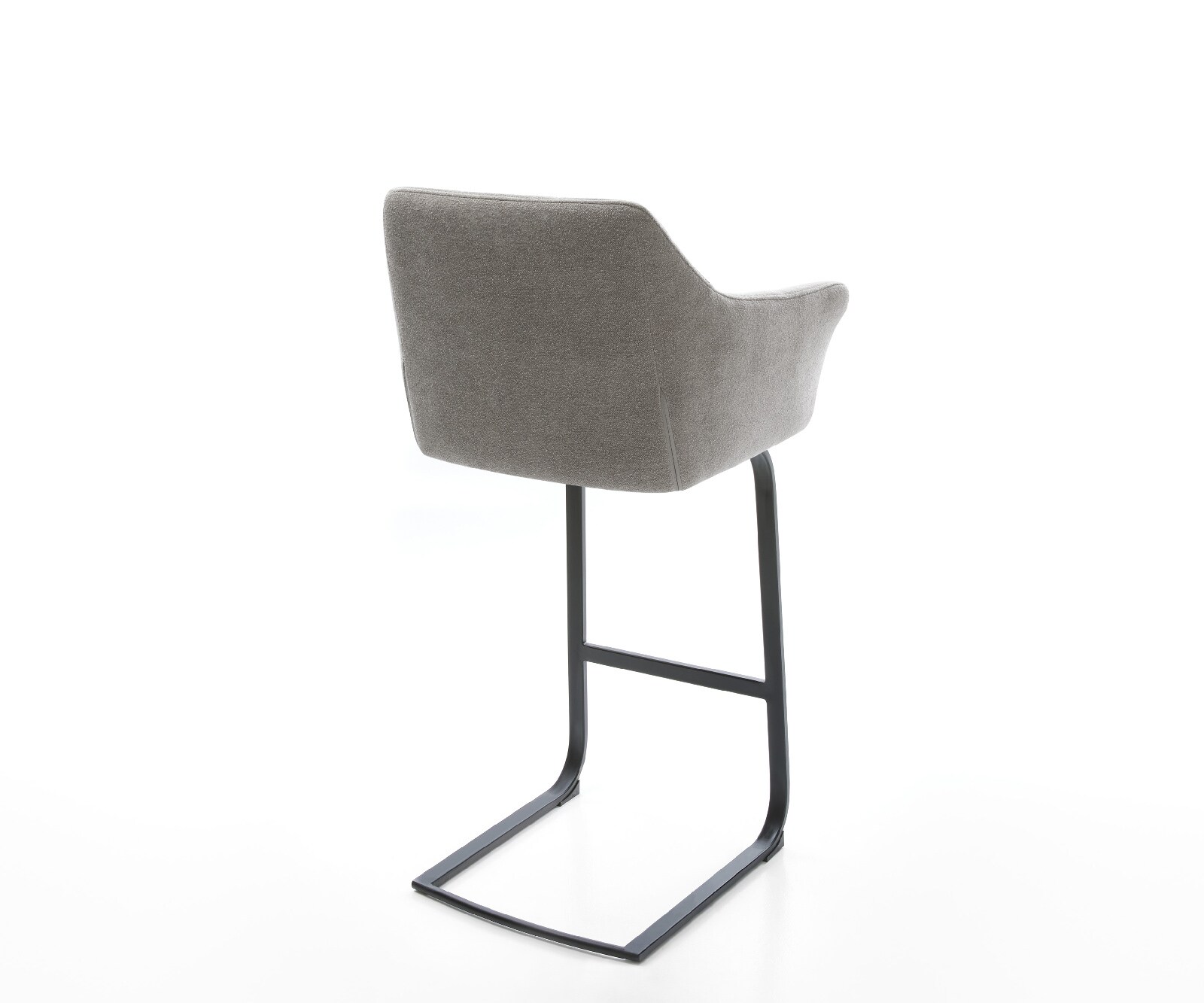 Chaise-de-bar Yulo-Flex Tissu structuré doux Gris Pied cantilever plat noir Noir 4