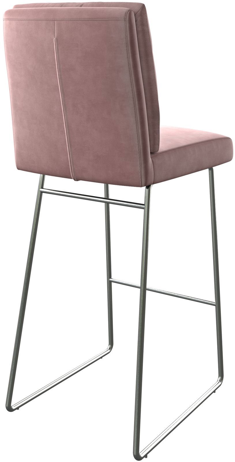 Chaise-de-bar Pela-Flex velours rosé cadre de patins acier inoxydable 4