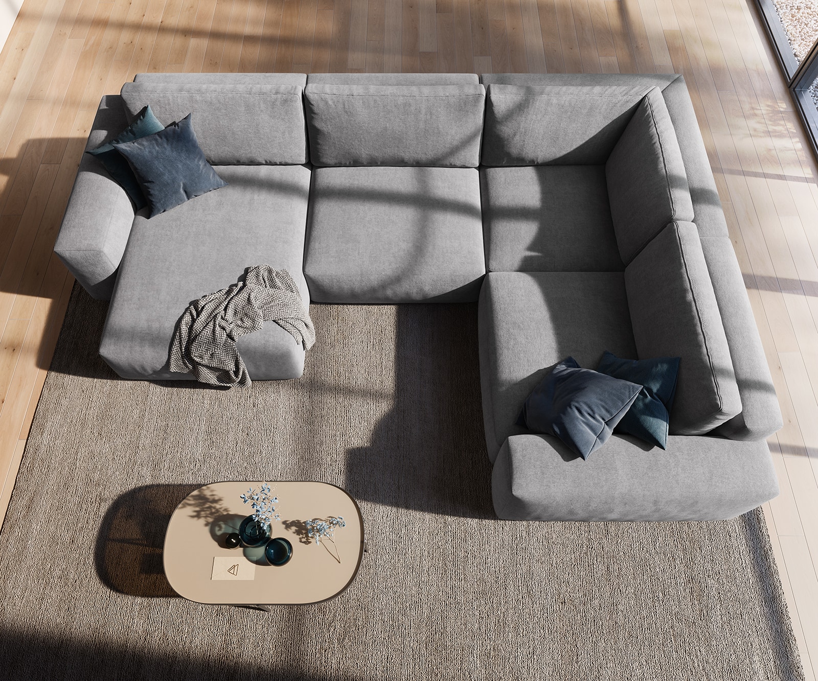 Canapé panoramique Lanzo XL 360x260 cm Microfibre Gris Recamière variable 3 Canapé panoramique Lanzo XL 360x260 cm Microfibre Gris Recamière variable 3