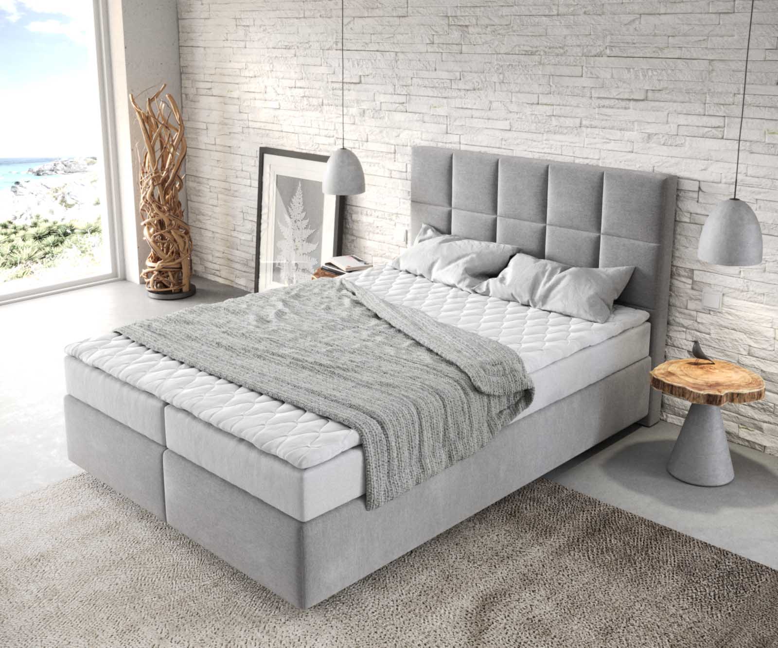 Lit à sommier tapissier Dream-Fine 140x200 Microfibre Grau 3