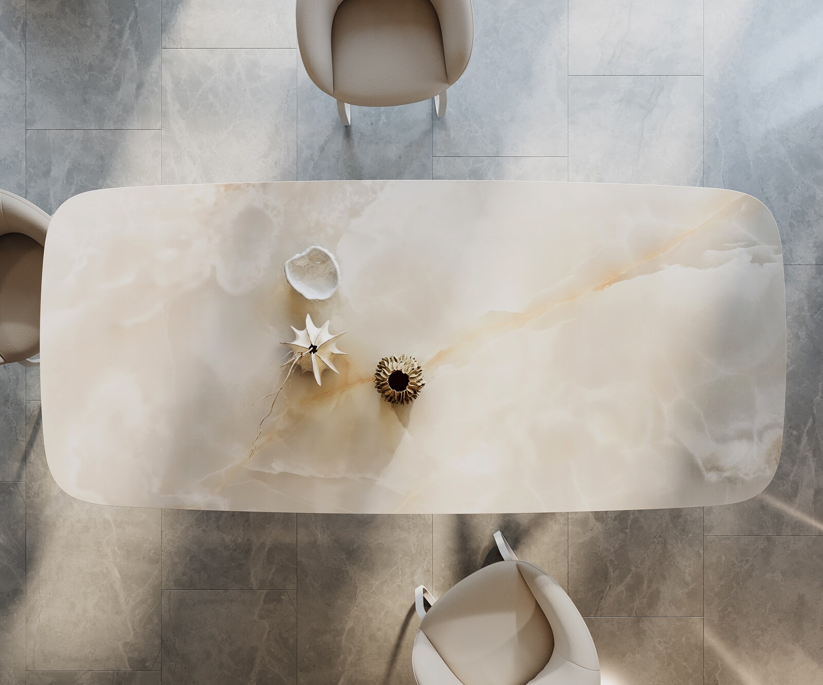 Table à manger Edge Boot 270x120 Céramique Iris FMG Onice Grigio Estelar rond Métal Blanc 5