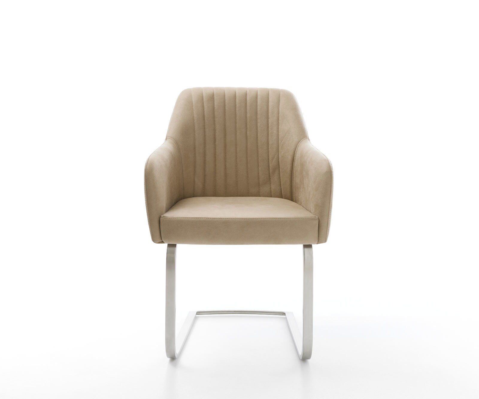 Cantilever Greg-Flex microvelours beige vintage pied cantilever plat acier inoxydable brossé ressorts ensachés 1