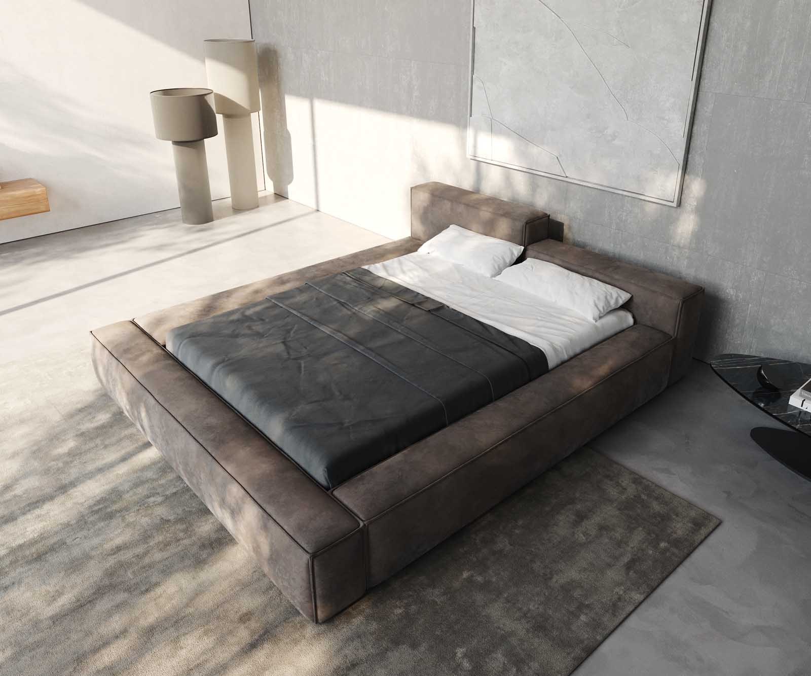 Sommier-rembourré Kalinea 140x200 cm microfibre taupe vintage 5 Sommier-rembourré Kalinea 140x200 cm microfibre taupe vintage 5