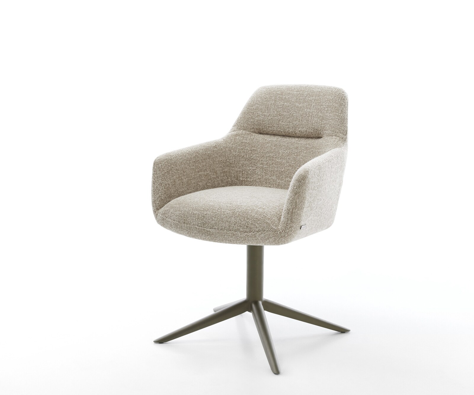 Chaise-pivotante Pejo-Flex tissu tissé doux beige pied de chaise 4 branches aspect titane pivotement sur 360° fonction bascule resorts ensachés 1