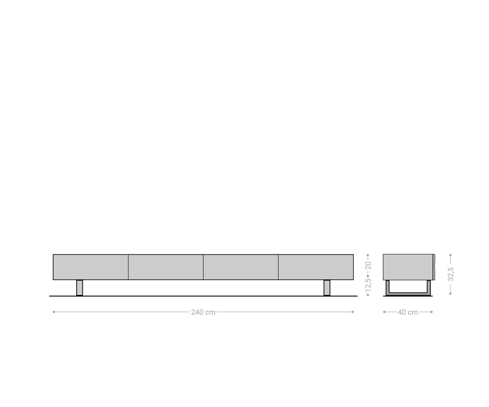 Meuble-TV New Live-Edge 240 cm acacia naturel 4 tiroirs patin inoxydable brossé 6