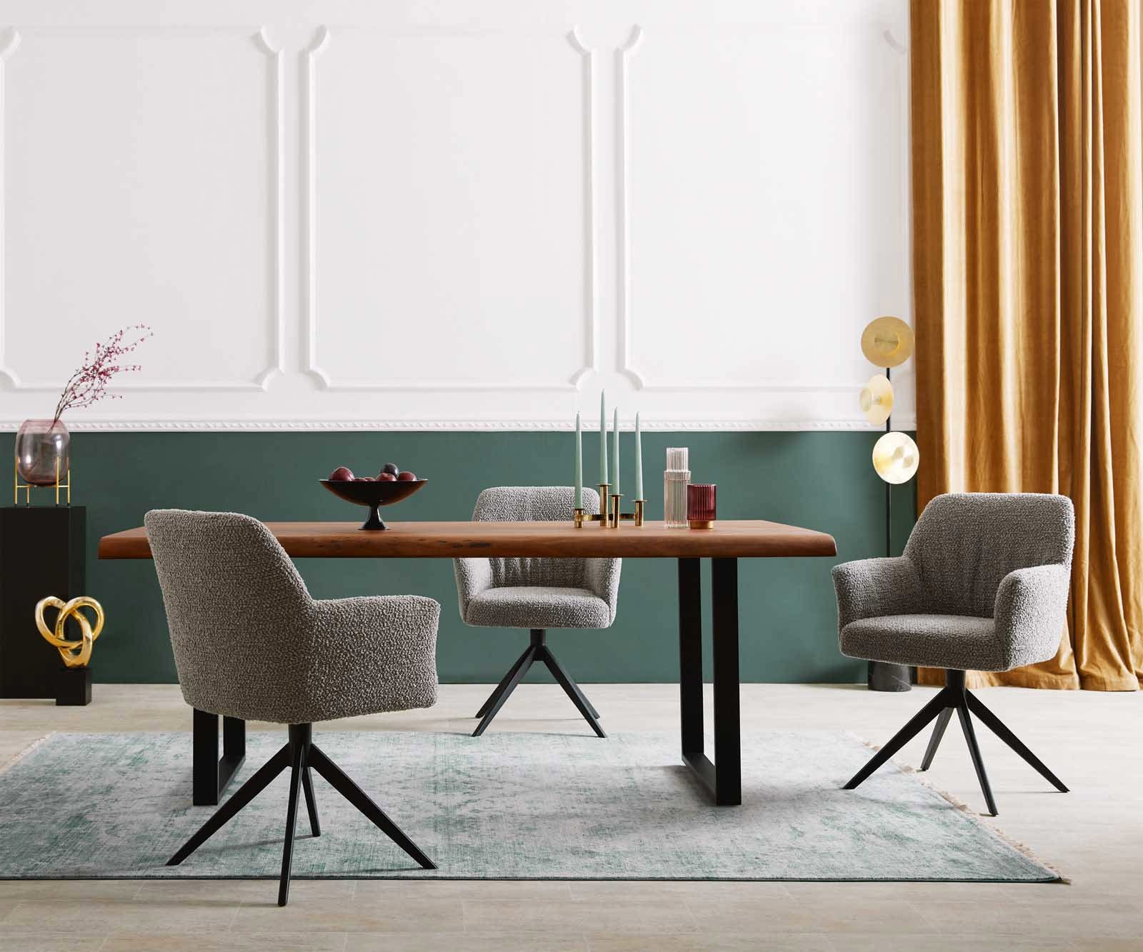 Chaise-pivotante Xana-Flex avec accoudoirs bouclé gris argenté pied croisé large noir pivotement sur 360° ressorts ensachés 5 Chaise-pivotante Xana-Flex avec accoudoirs bouclé gris argenté pied croisé large noir pivotement sur 360° ressorts ensachés 5