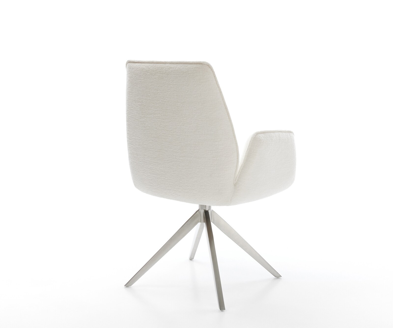 Chaise-pivotante Zoa-Flex bouclé doux beige pied croisé large acier inoxydable pivotement sur 360° fonction bascule ressorts ensachés 5