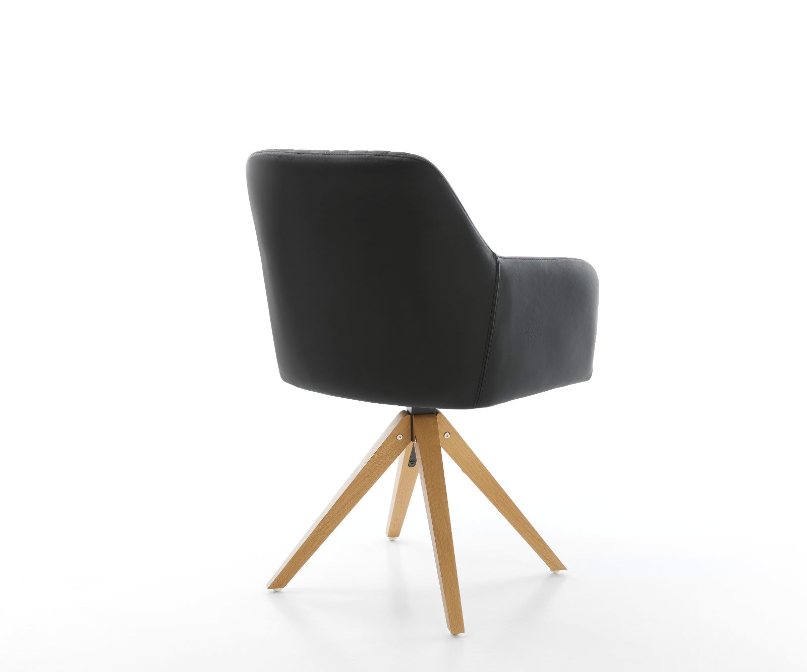 Chaise-de-salle-à-manger Greg-Flex cuir de vache noir pied en bois angulaire naturel ressorts ensachés 4 Chaise-de-salle-à-manger Greg-Flex cuir de vache noir pied en bois angulaire naturel ressorts ensachés 4