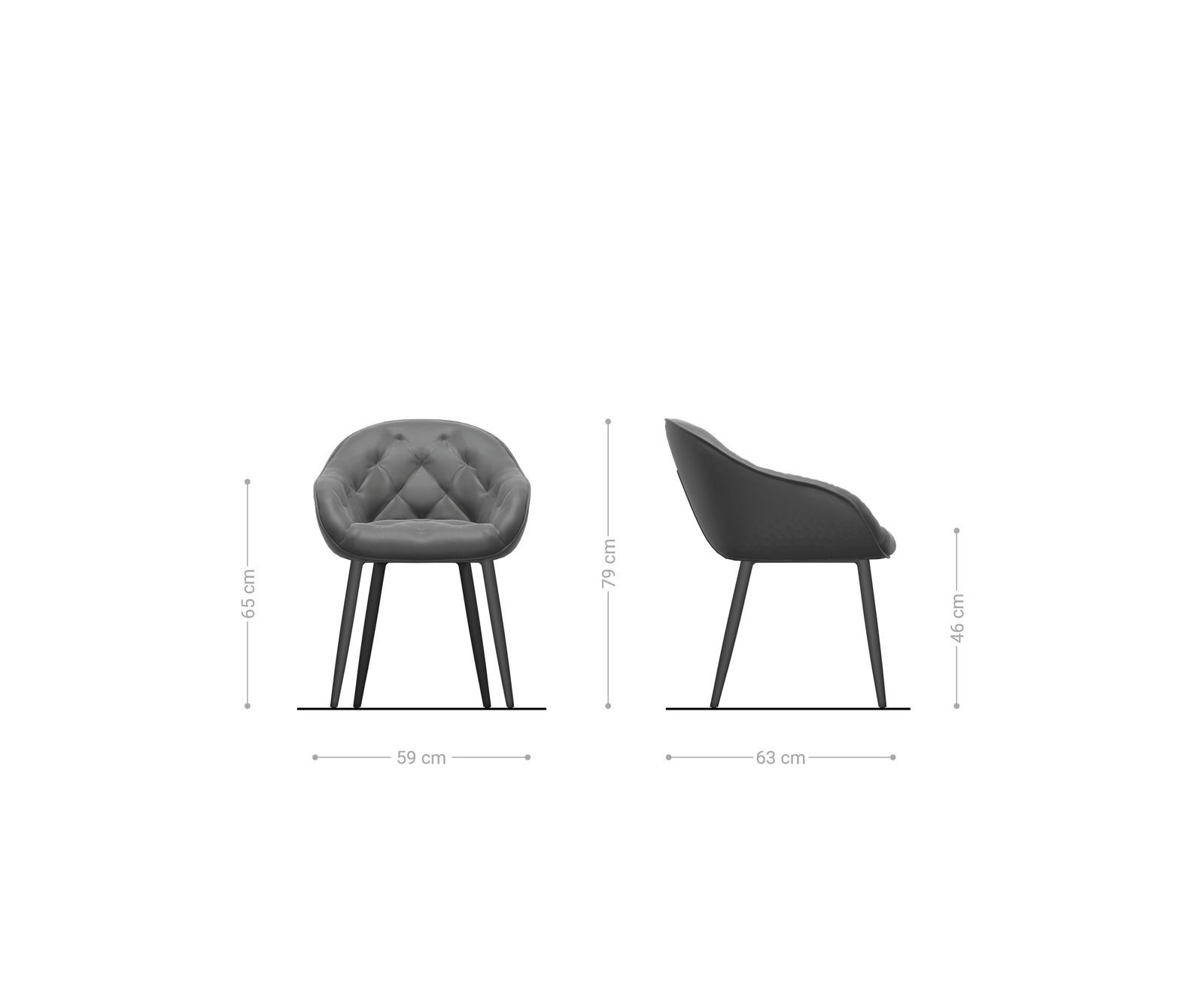 Chaise-de-salle-à-manger Gaio-Flex bouclé doux couleur boue 4 pieds coniques noir 6
