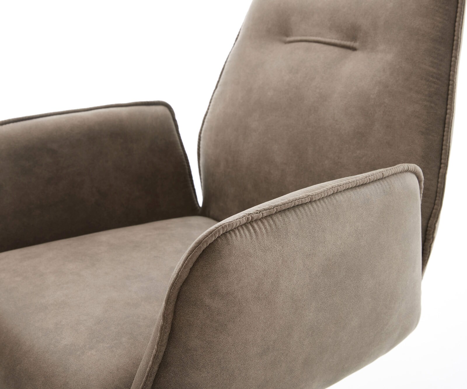 Chaise-de-salle-à-manger Zoa-Flex microvelours taupe vintage pied croisé large acier inoxydable brossé ressorts ensachés 4