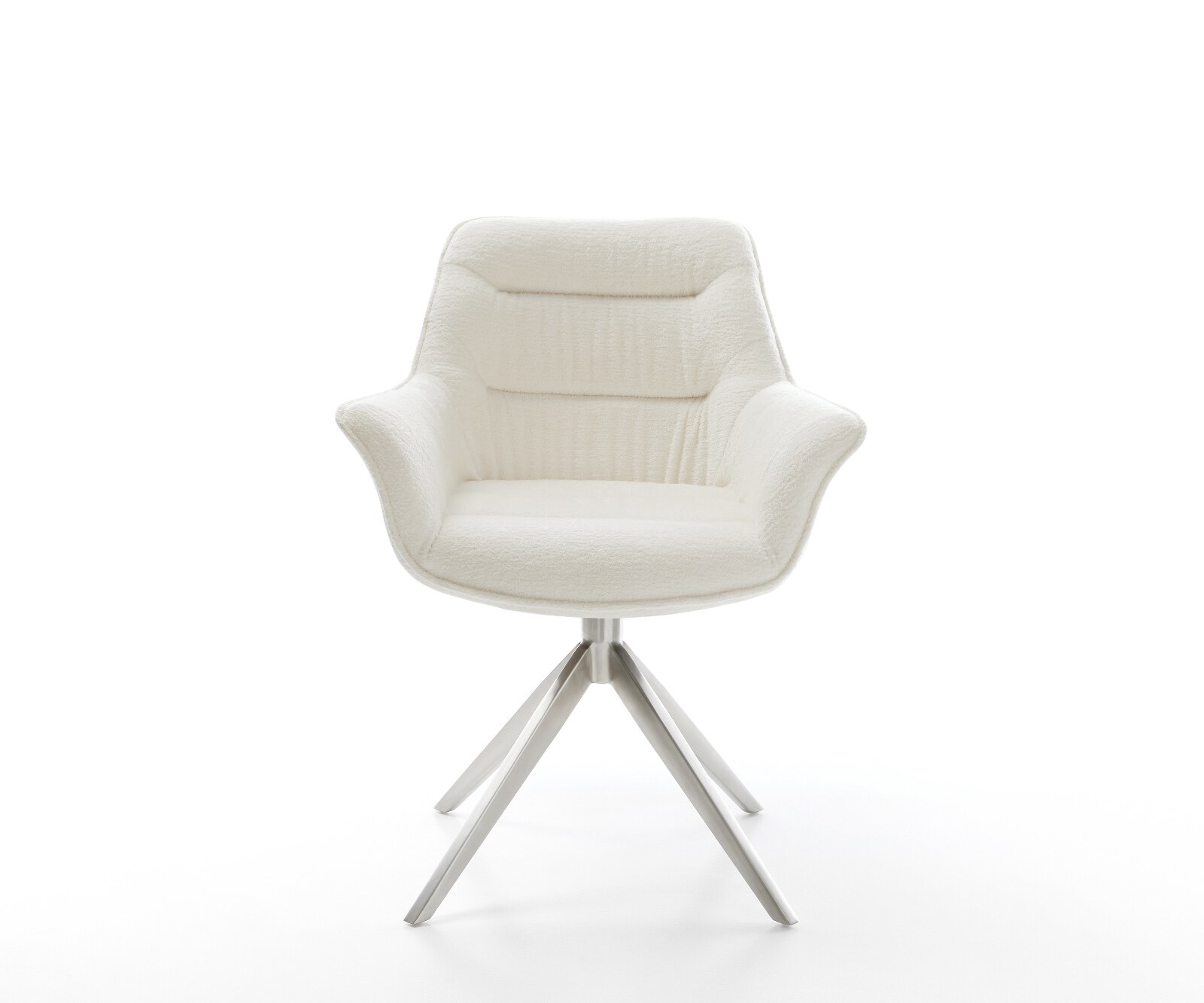 Chaise-pivotante Kaira-Flex bouclé doux beige pied croisé large acier inoxydable pivotement sur 360° fonction bascule 2