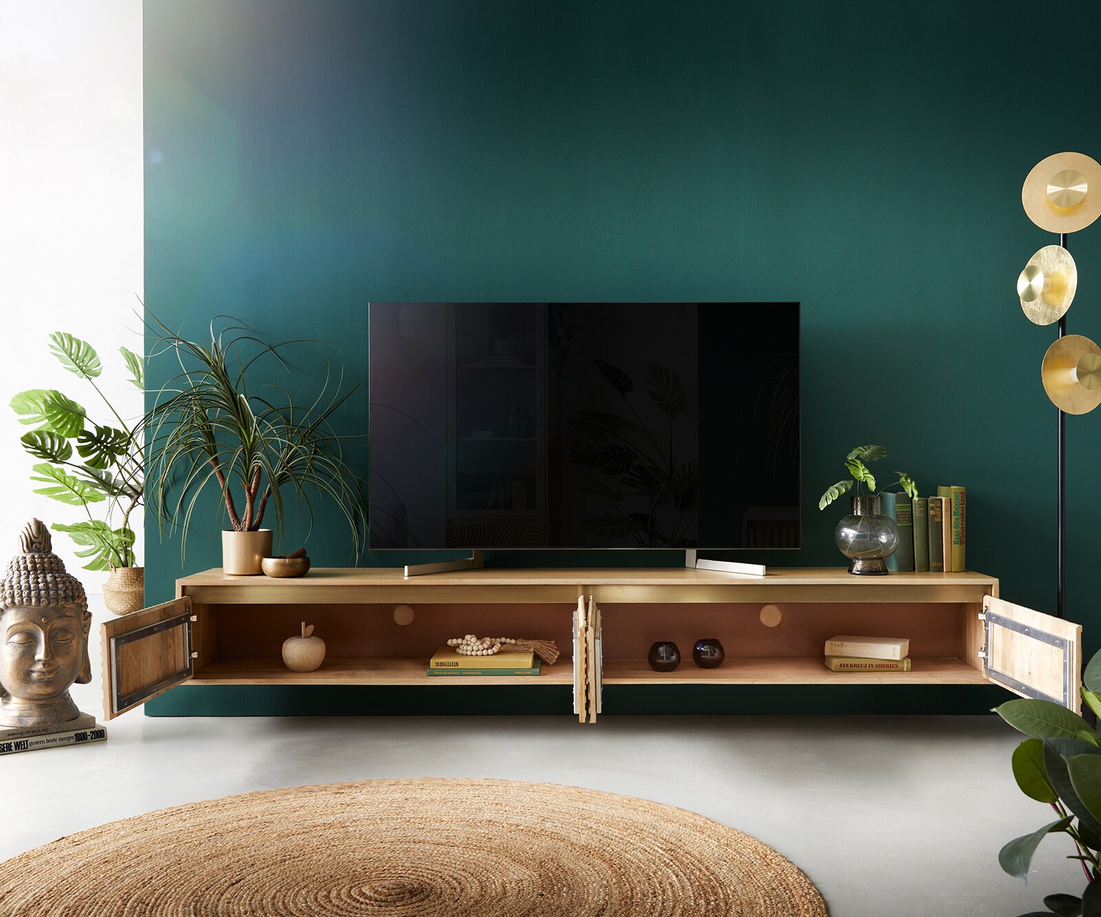 Meuble-TV Budaya 220 cm manguier naturel 4 portes  3