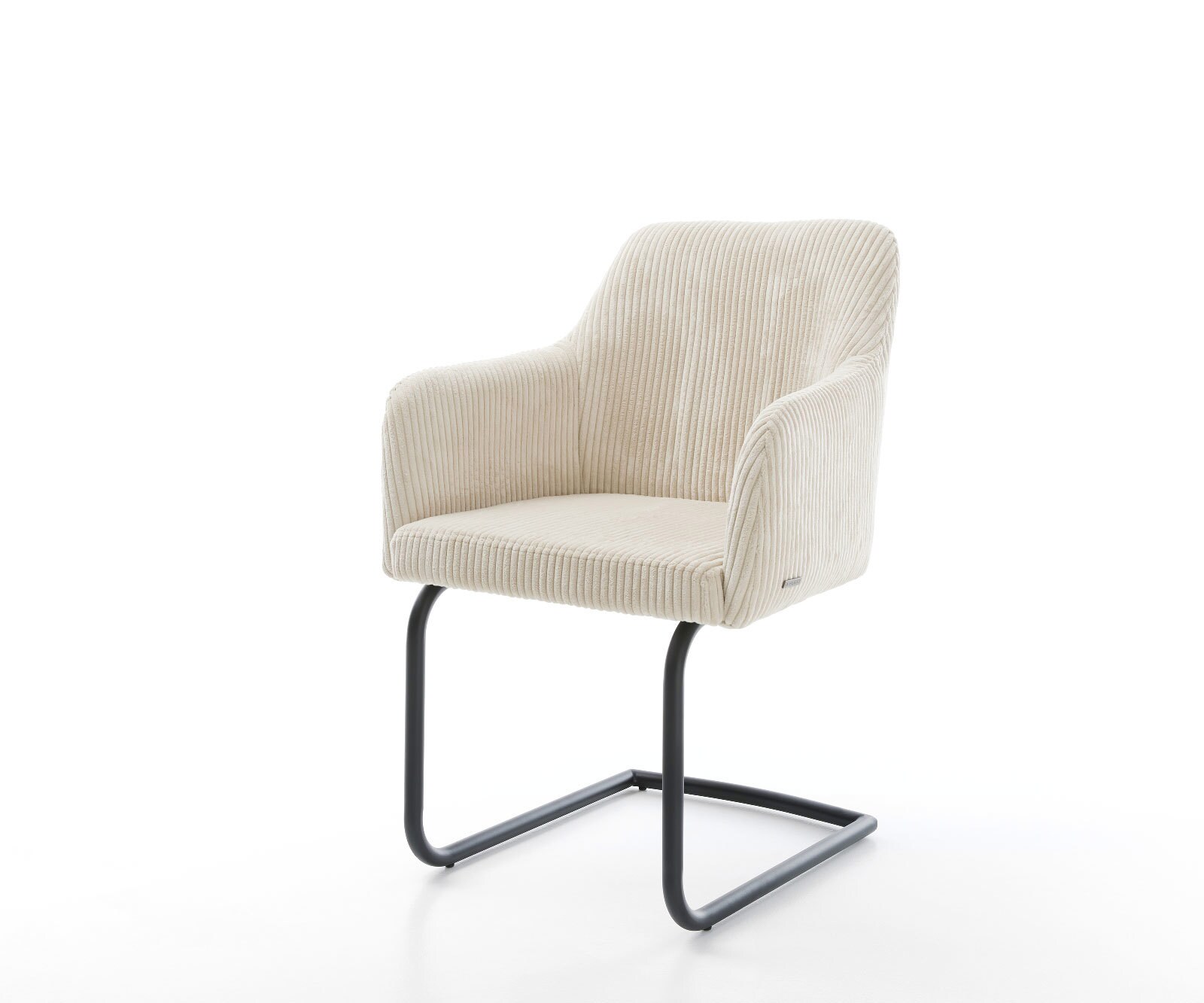 Cantilever Greg-Flex côtelé beige vintage pied cantilever rond noir ressorts ensachés