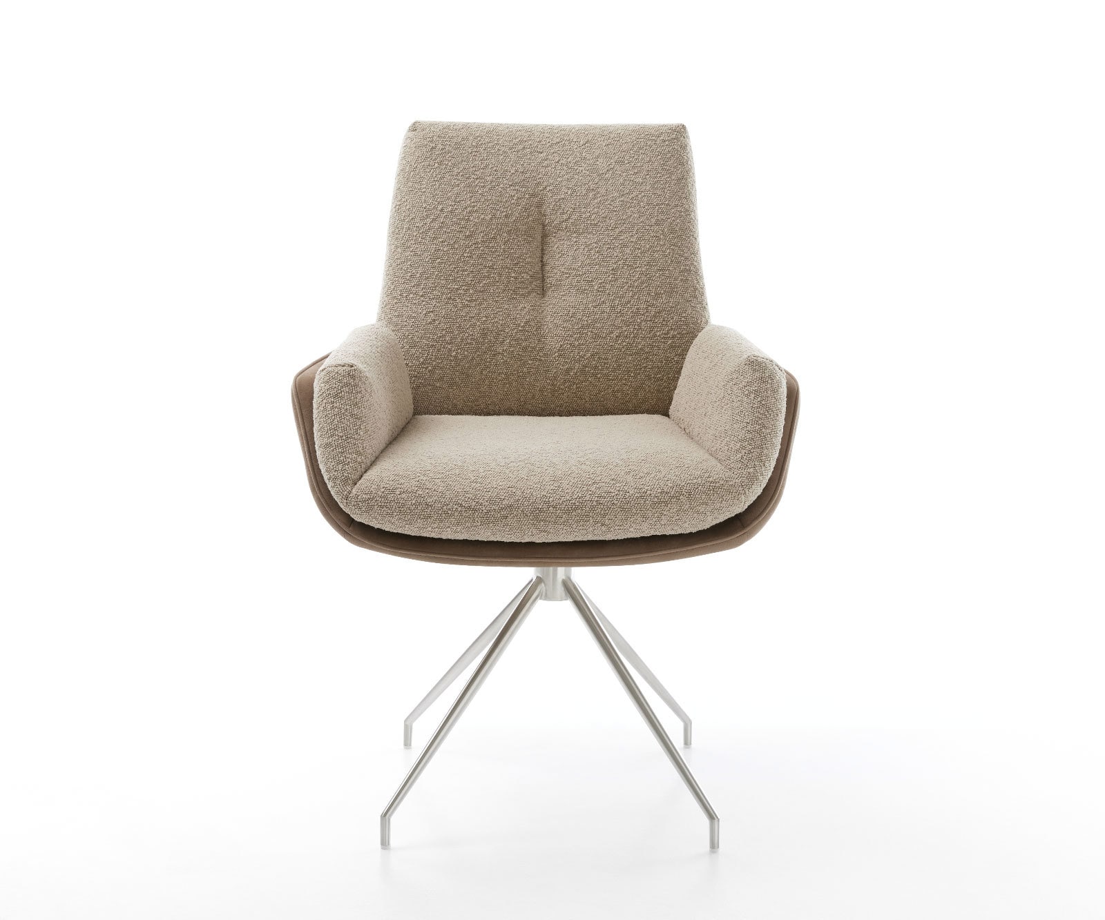 Chaise-pivotante Clea-Flex tissu mixte couleur boue pied croisé conique acier inoxydable brossé pivotement sur 180° 1 Chaise-pivotante Clea-Flex tissu mixte couleur boue pied croisé conique acier inoxydable brossé pivotement sur 180° 1