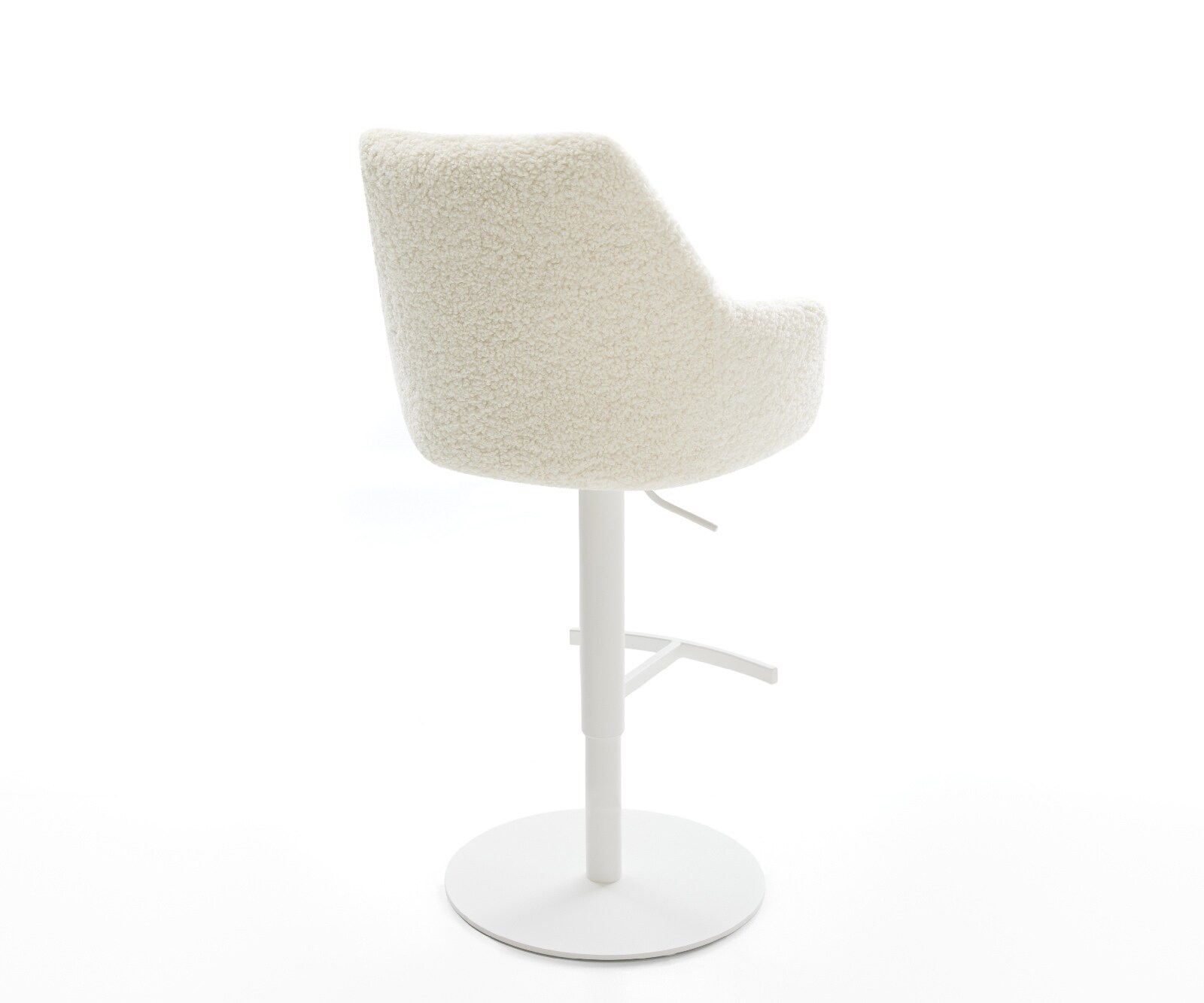 Chaise-de-bar Alja-Flex Tissu teddy Beige Pied pivotant réglable en hauteur blanc Blanc Ressort ensaché 4