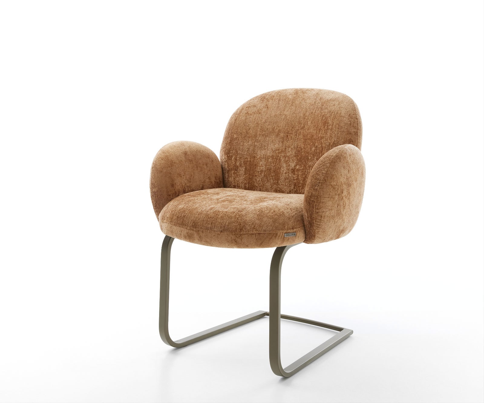 Cantilever Nube-Flex avec accoudoirs chenille rouille pied cantilever plat aspect titane ressorts ensachés Cantilever Nube-Flex avec accoudoirs chenille rouille pied cantilever plat aspect titane ressorts ensachés