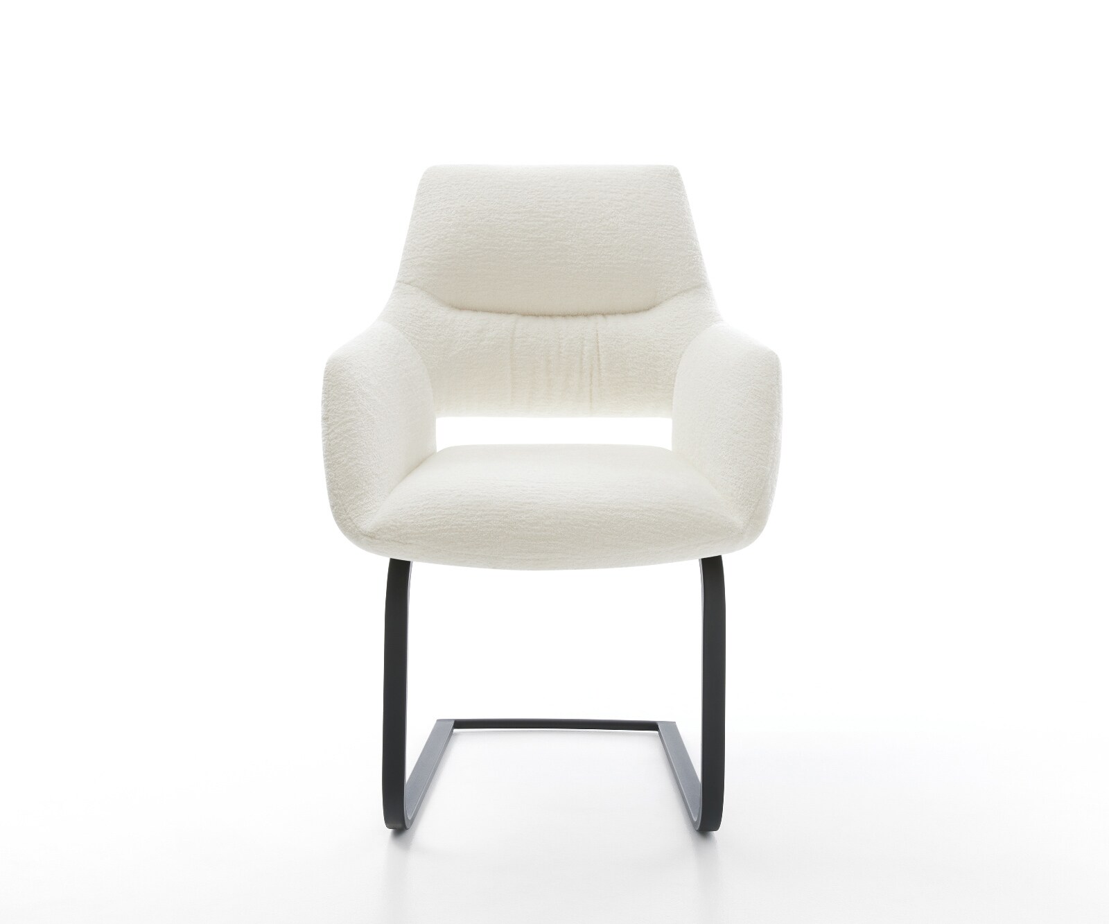 Cantilever Yago-Flex avec accoudoirs bouclé doux beige pied cantilever plat noir resorts ensachés 2