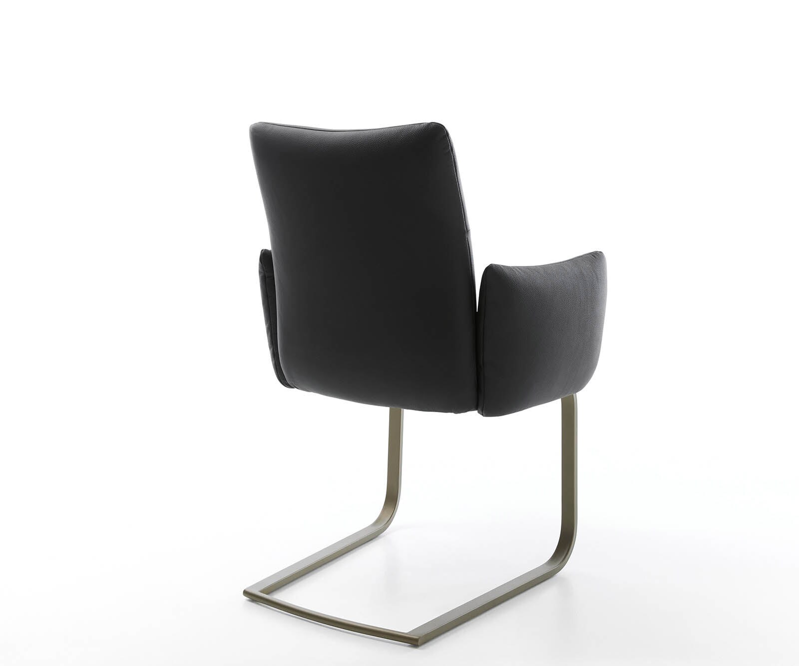 Cantilever Jova-Flex avec accoudoirs cuir de vache noir pied cantilever plat aspect titane ressorts ensachés 4 Cantilever Jova-Flex avec accoudoirs cuir de vache noir pied cantilever plat aspect titane ressorts ensachés 4