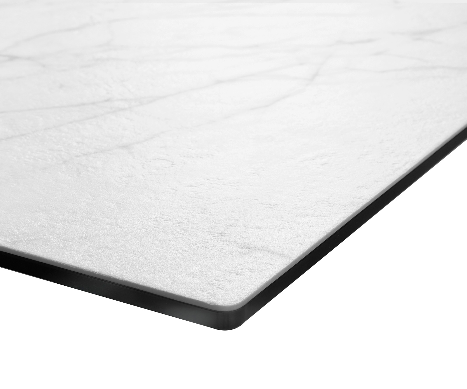 Table-à-manger Edge 200x100cm Laminam® céramique blanc pieds milieu acier plat argent 6