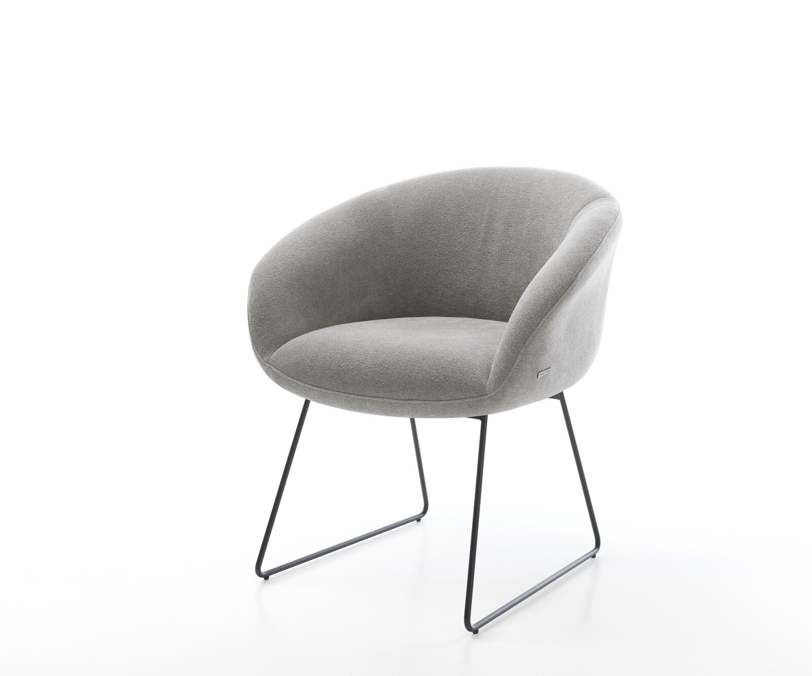 Chaise-de-salle-à-manger Vinka-Flex avec accoudoirs tissu structuré doux gris pied trapèze noir resorts ensachés 1