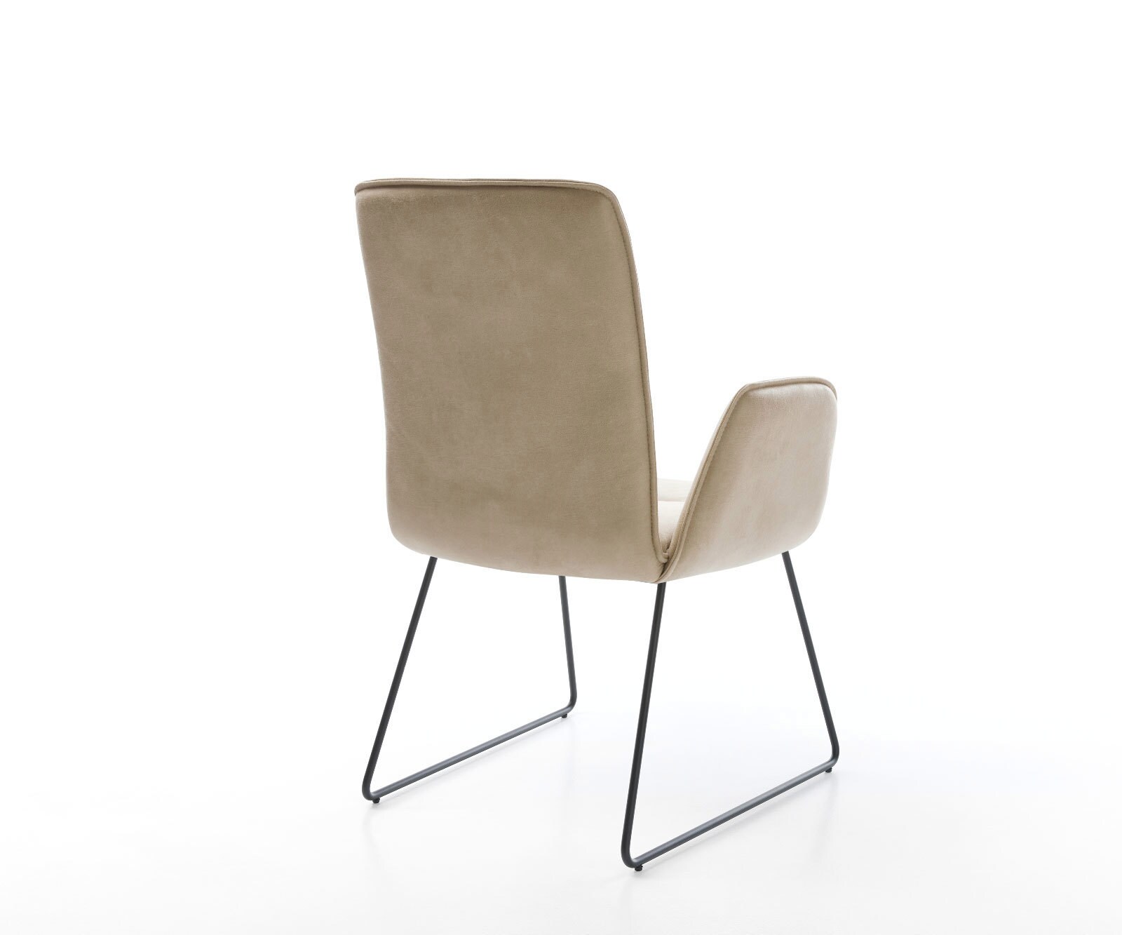 Chaise-de-salle-à-manger Vinja-Flex microvelours beige vintage pied trapèze noir 4