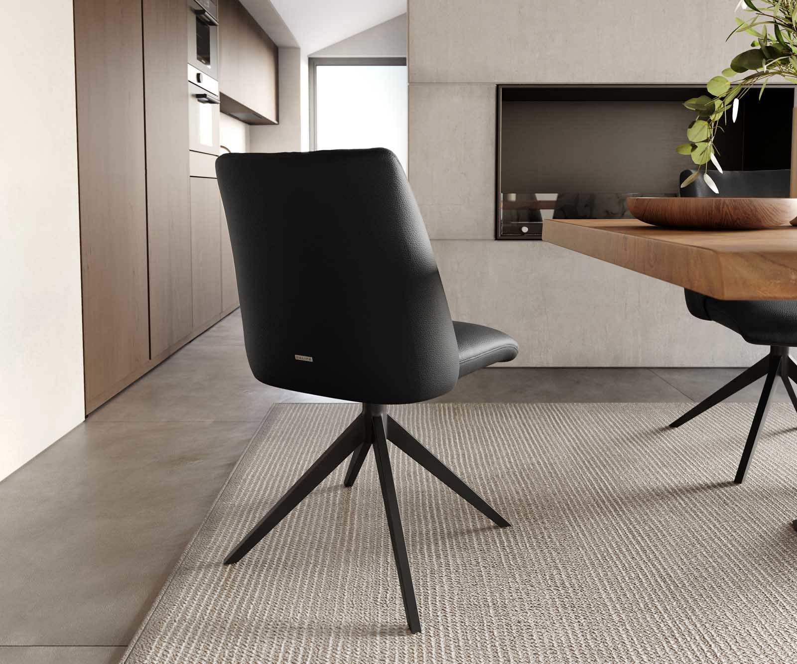 Chaise-pivotante Elso-Flex cuir de vache noir pied croisé large noir pivotement sur 360° ressorts ensachés 3 Chaise-pivotante Elso-Flex cuir de vache noir pied croisé large noir pivotement sur 360° ressorts ensachés 3