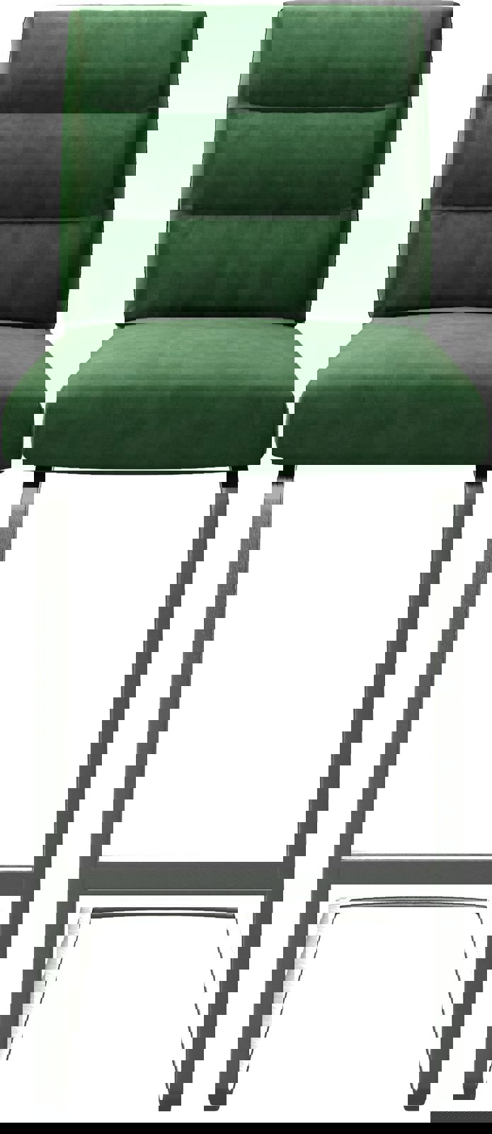 Chaise-de-bar Pela-Flex velours vert chaise cantilever acier plat inoxydable 3