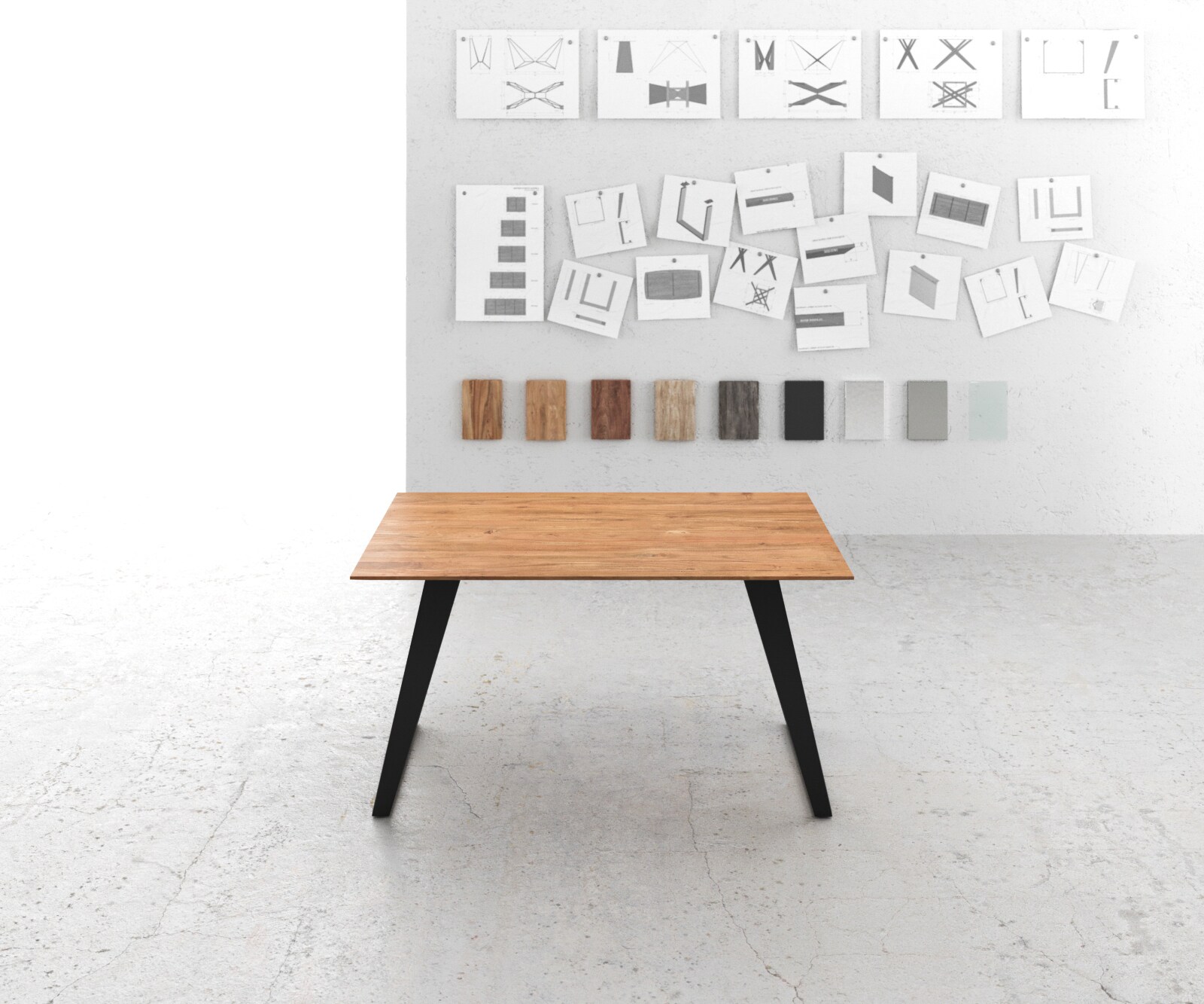 Table-à-manger Edge 140x90 acacia nature métal incliné bord suisse 1 Table-à-manger Edge 140x90 acacia nature métal incliné bord suisse 1