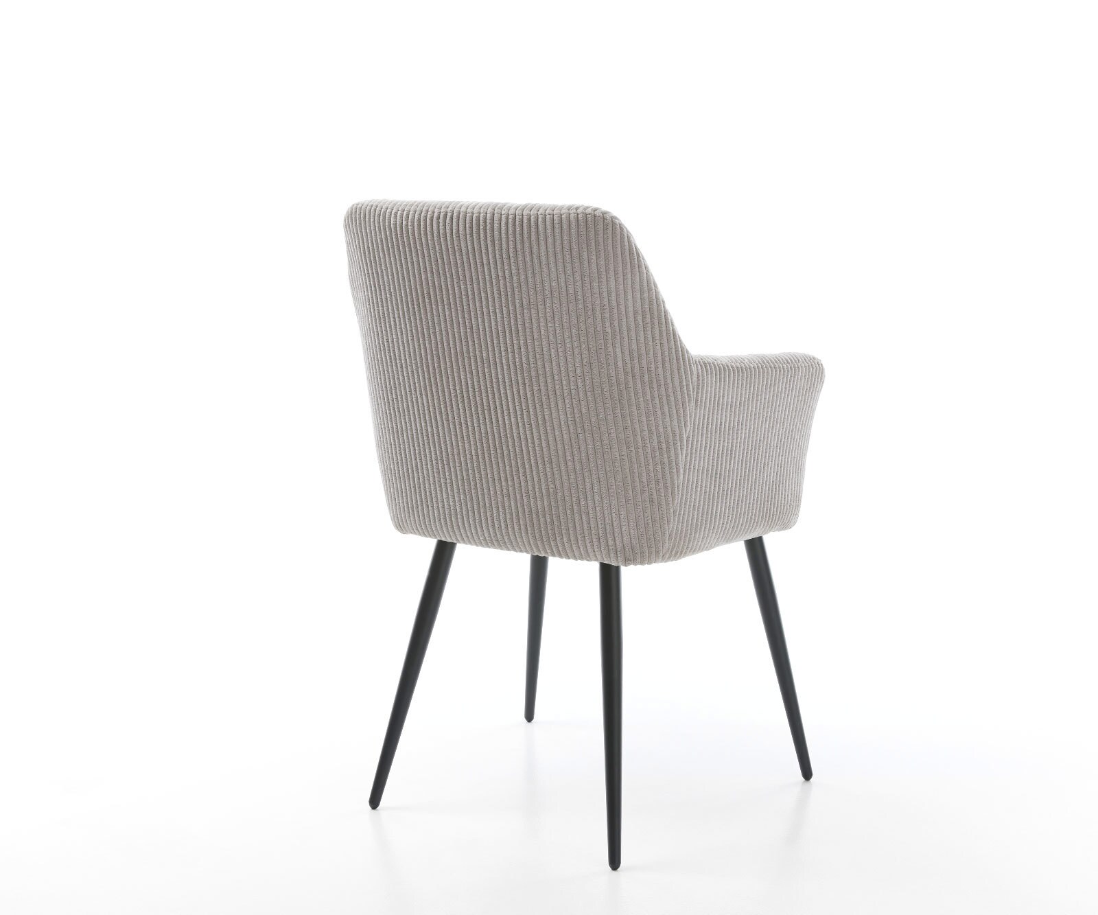 Chaise-de-salle-à-manger Xana-Flex avec accoudoirs côtelé gris argenté 4 pieds coniques noir ressorts ensachés 4