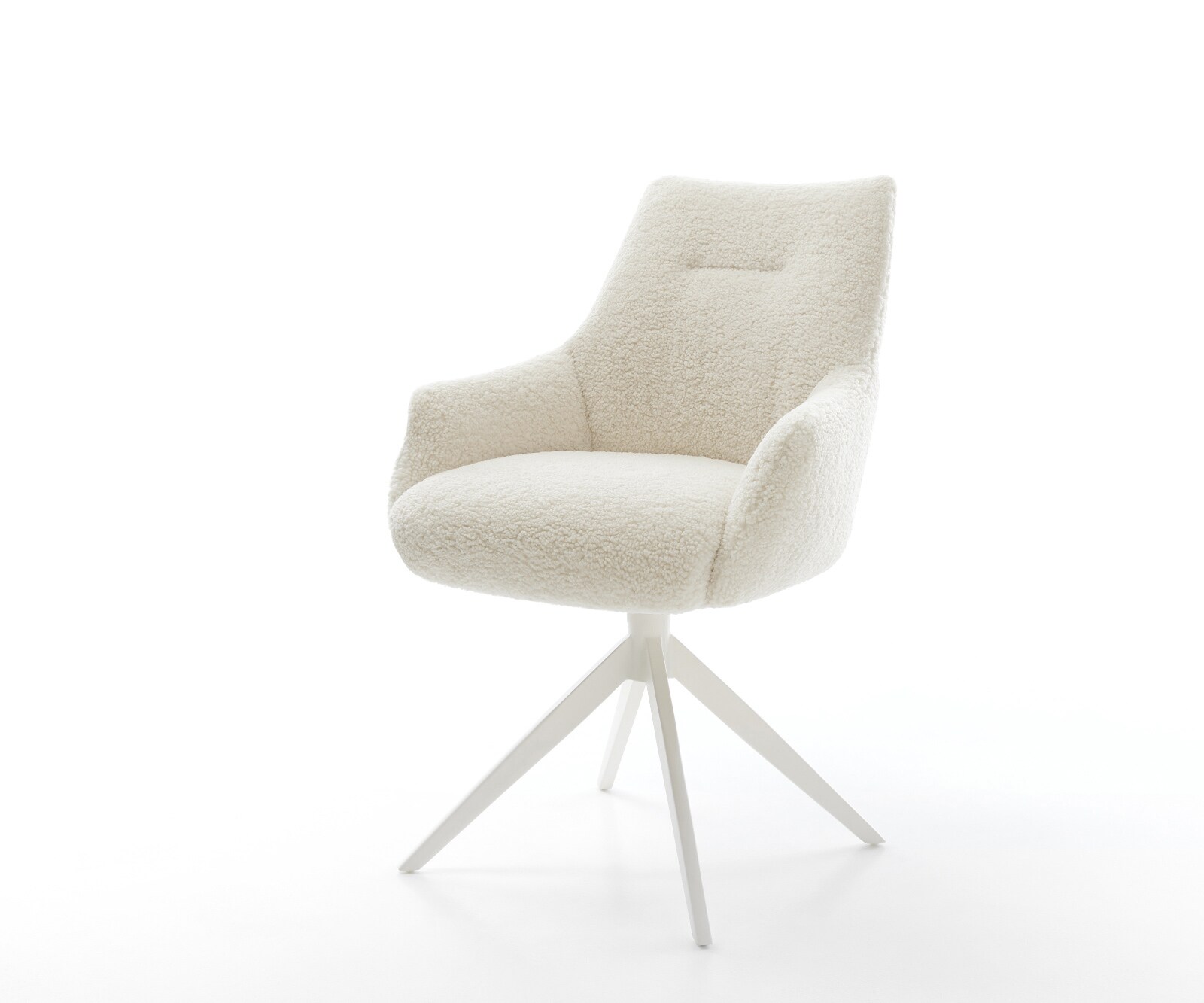 Chaise-pivotante Alja-Flex avec accoudoirs tissu teddy beige pied croisé large blanc pivotement sur 360° fonction bascule resorts ensachés 1