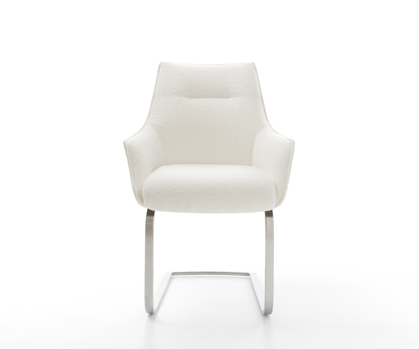 Cantilever Alja-Flex avec accoudoirs bouclé doux beige pied cantilever plat acier inoxydable resorts ensachés 1