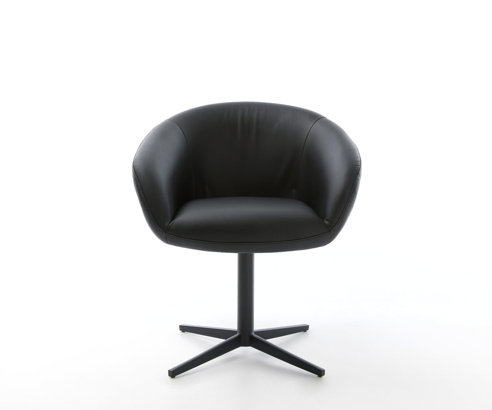 Chaise-pivotante Vinka-Flex avec accoudoirs cuir de vache noir pied de chaise 4 branches noir pivotement sur 360° ressorts ensachés 2