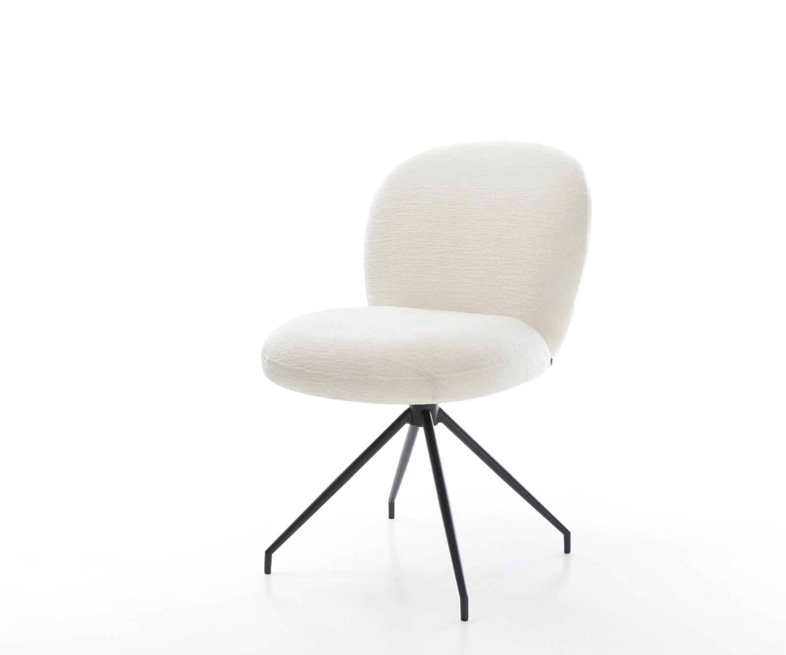 Chaise-de-salle-à-manger Nube-Flex bouclé doux beige pied croisé conique noir resorts ensachés 1