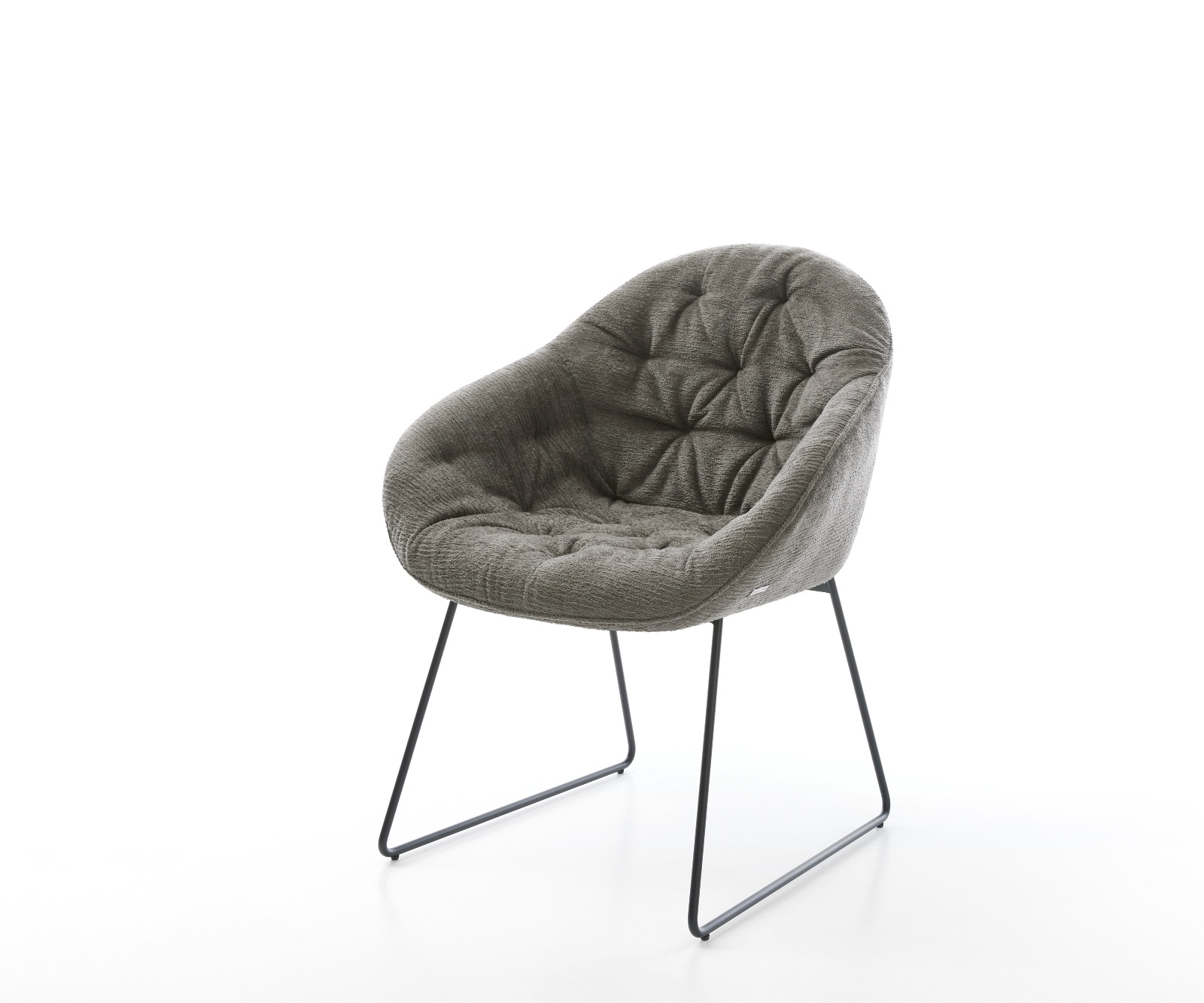 Chaise-de-salle-à-manger Gaio-Flex bouclé doux couleur boue pied trapèze noir Chaise-de-salle-à-manger Gaio-Flex bouclé doux couleur boue pied trapèze noir